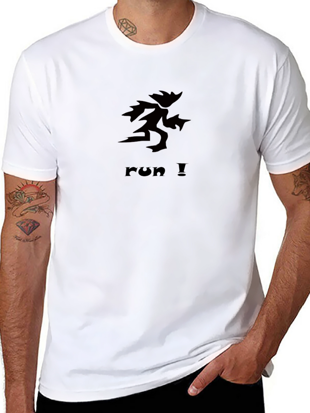 Run! Black Graphic Tee - Sporty & Stylish