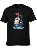 Bear Sailor Boat Graphic T-Shirt