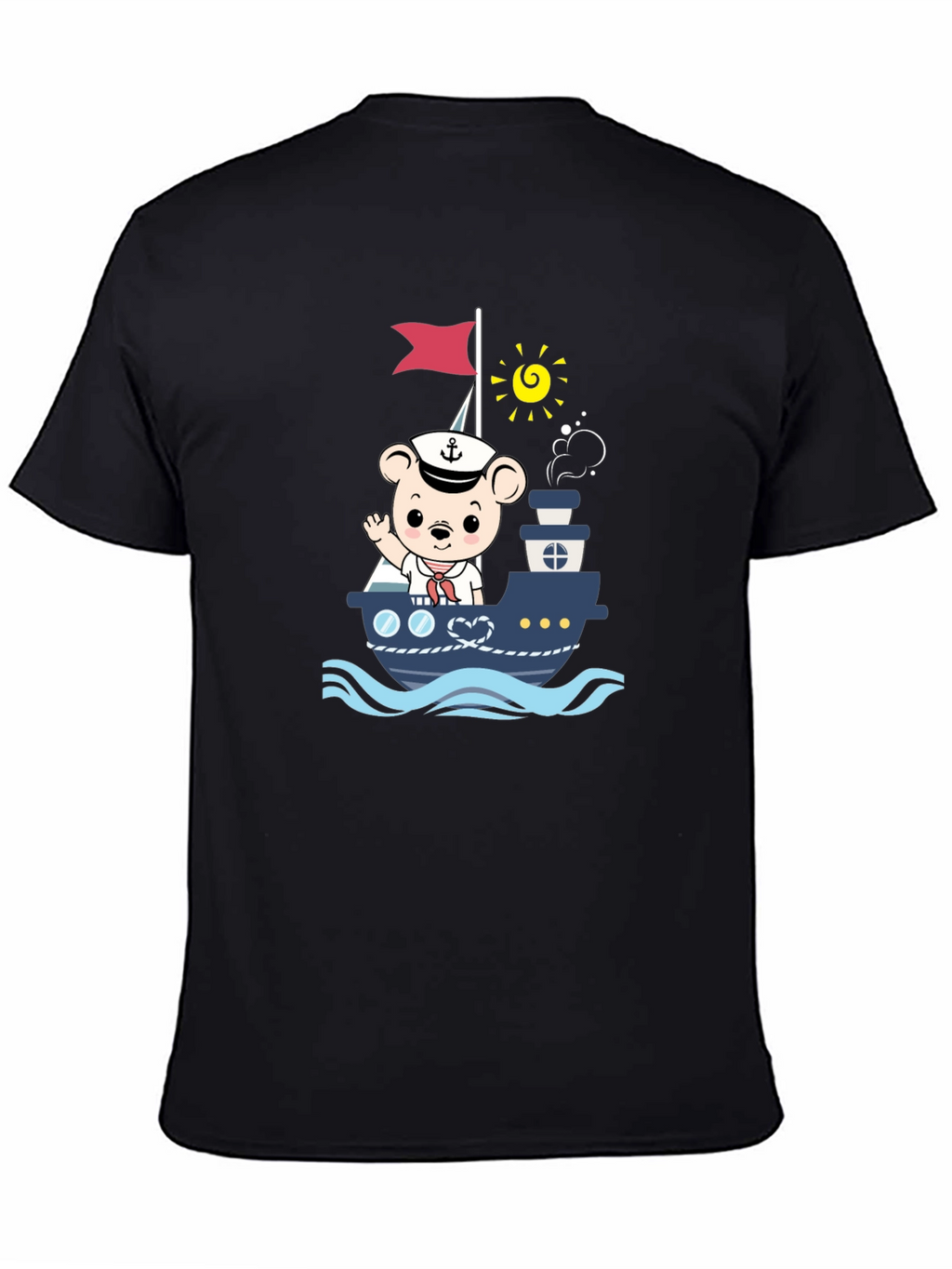 Bear Sailor Boat Graphic T-Shirt