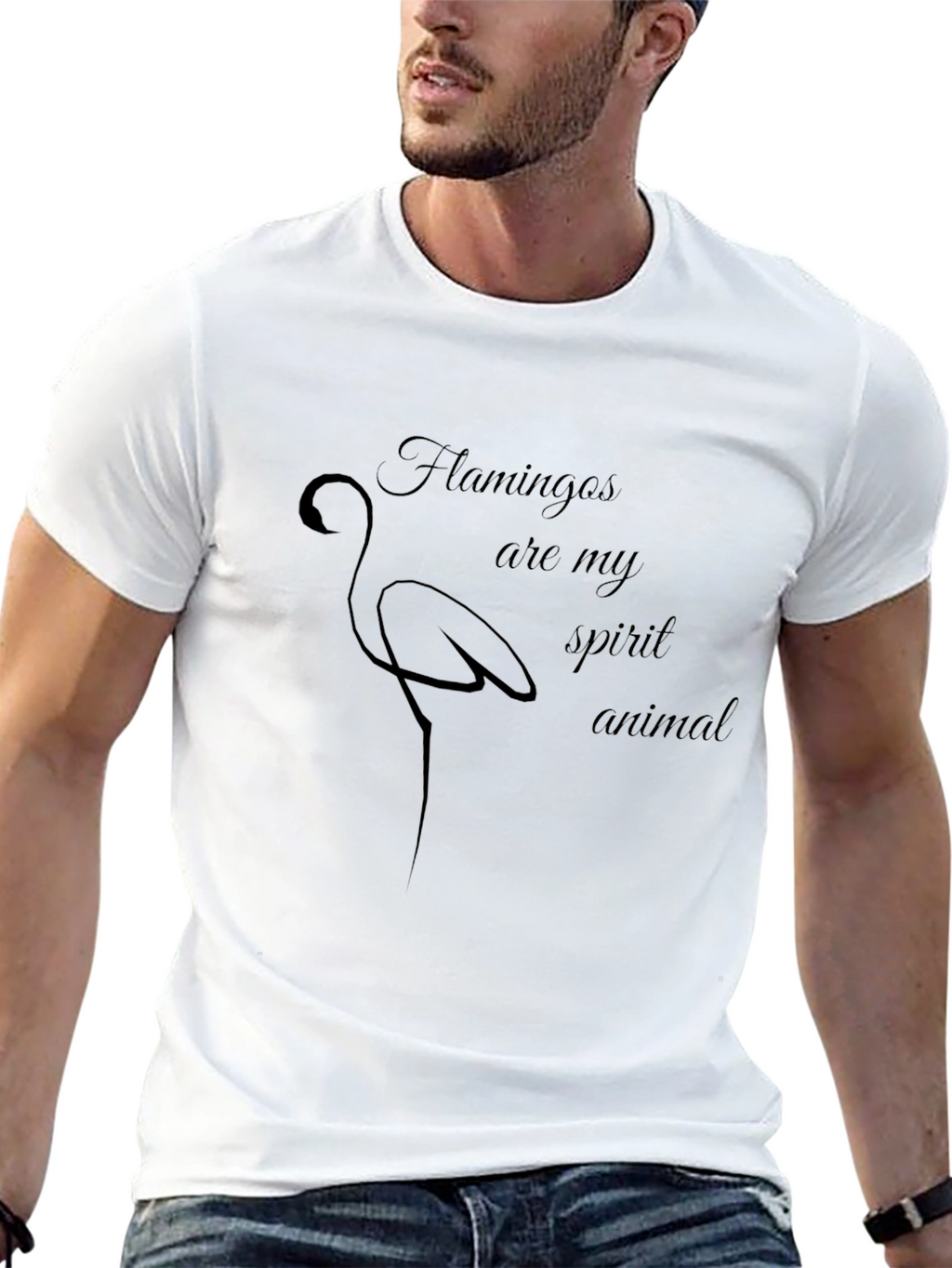 Flamingo Spirit Animal Graphic Tee - Black