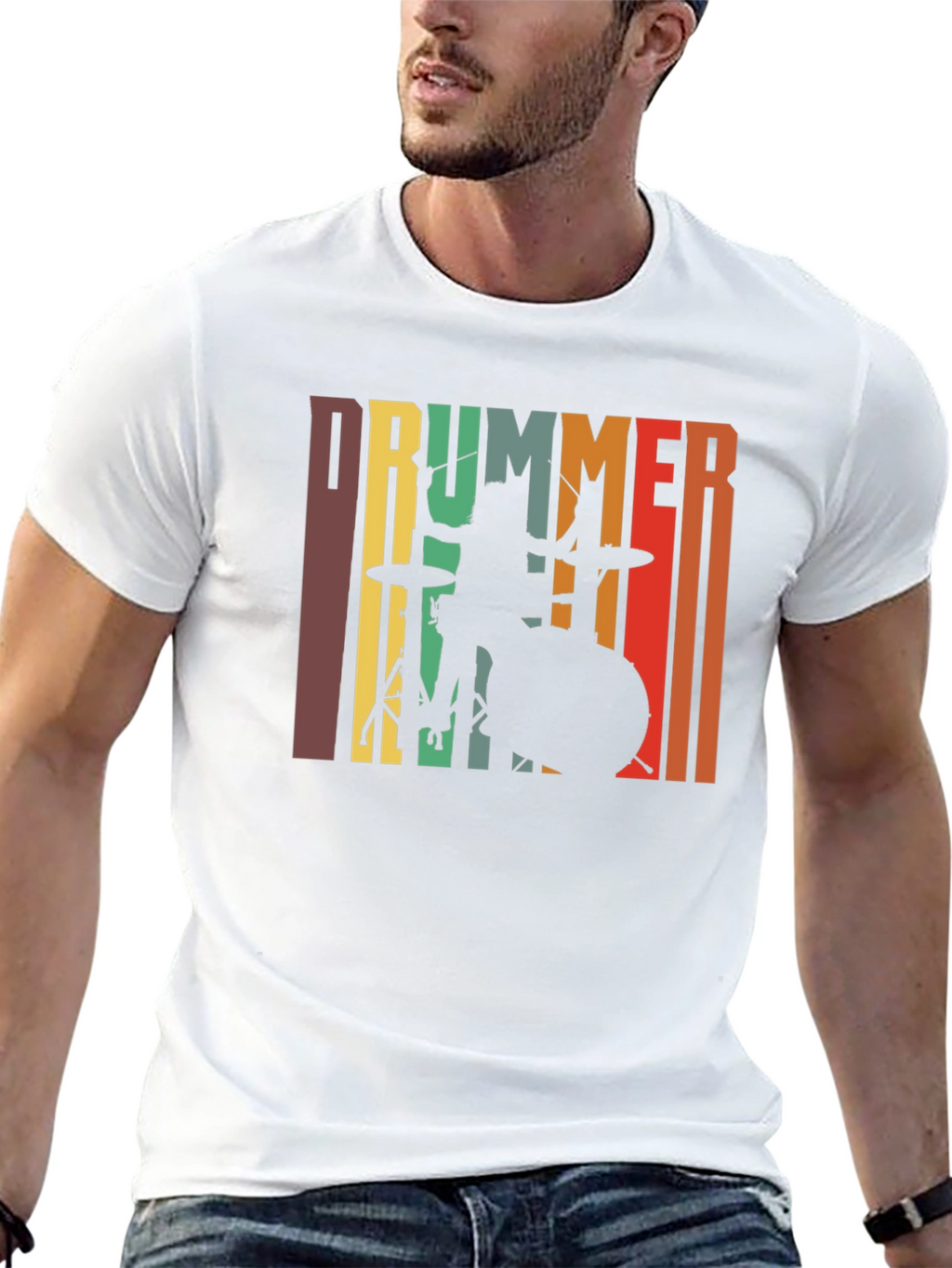 Retro Drummer Graphic Tee - Music Lover T-Shirt