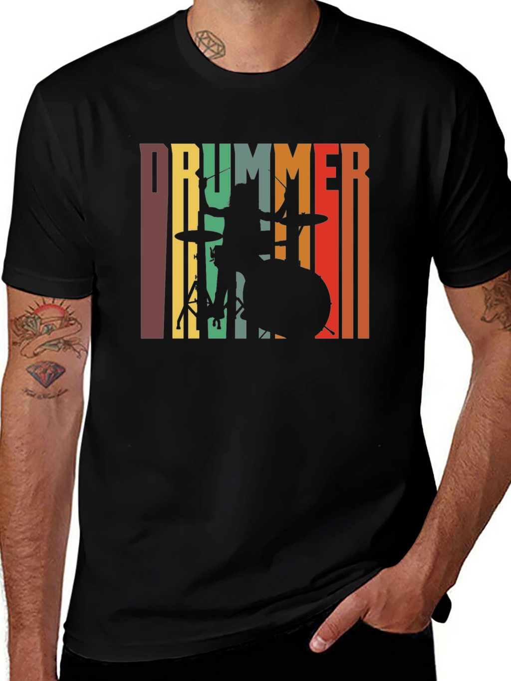 Retro Drummer Graphic Tee - Music Lover T-Shirt