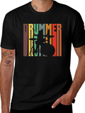 Retro Drummer Graphic Tee - Music Lover T-Shirt