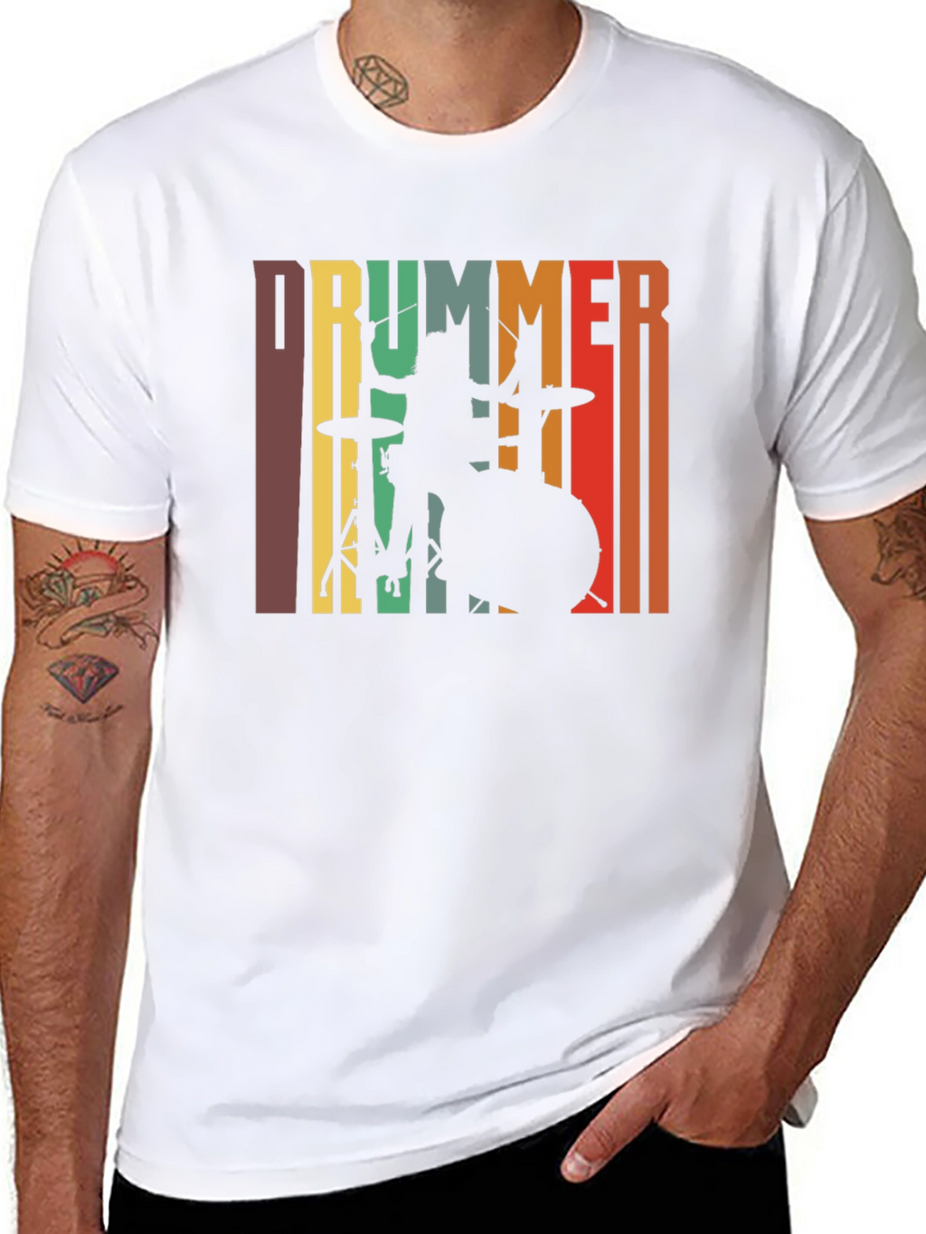 Retro Drummer Graphic Tee - Music Lover T-Shirt