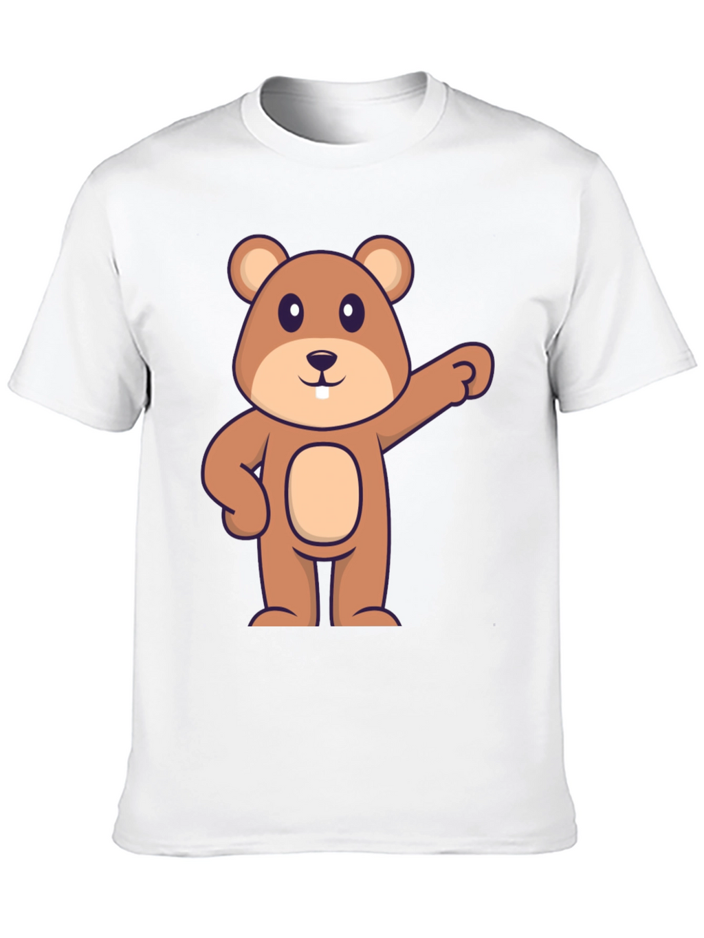 Cartoon Beaver Graphic Tee - Black Cotton
