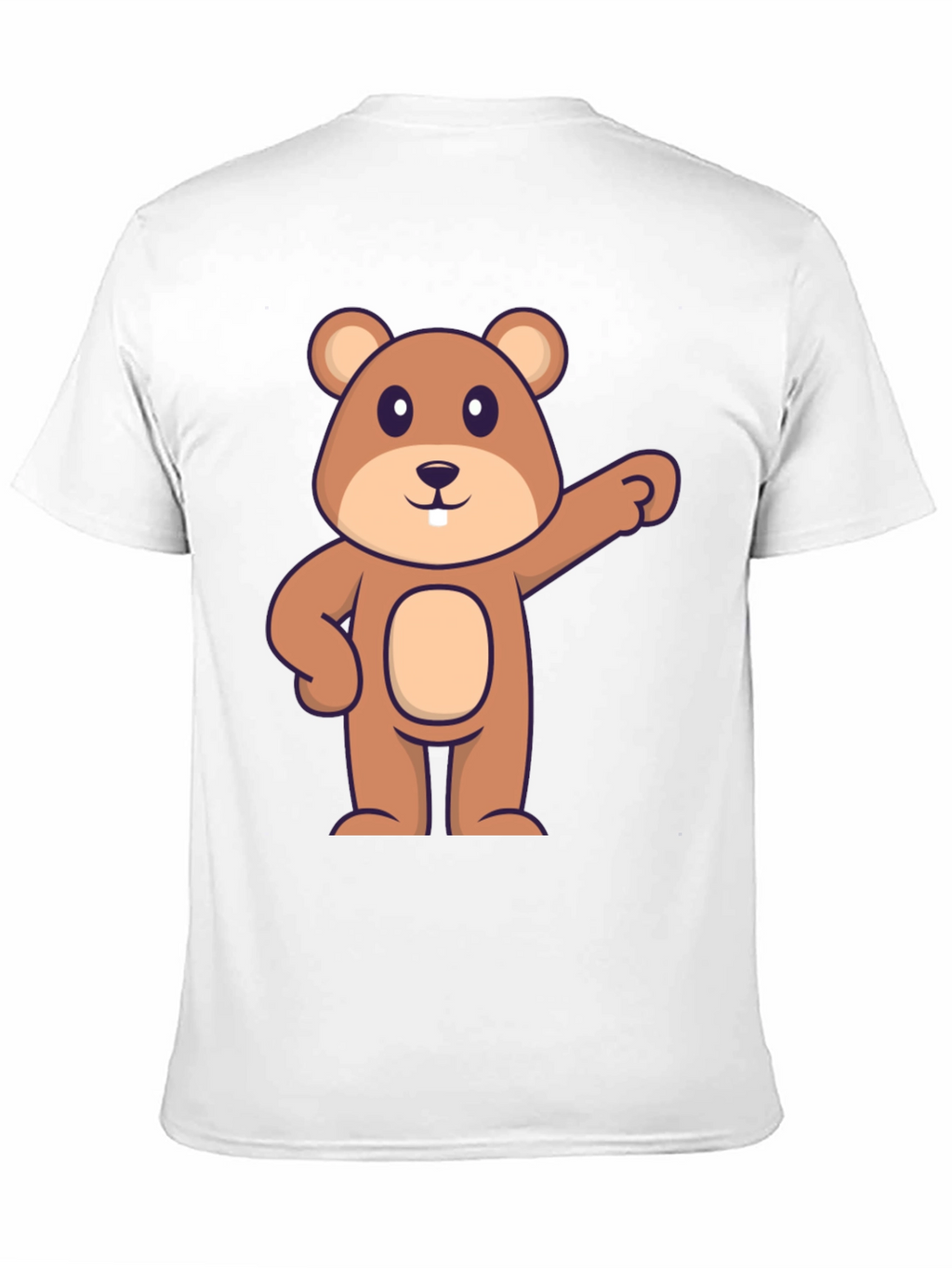 Cartoon Beaver Graphic Tee - Black Cotton
