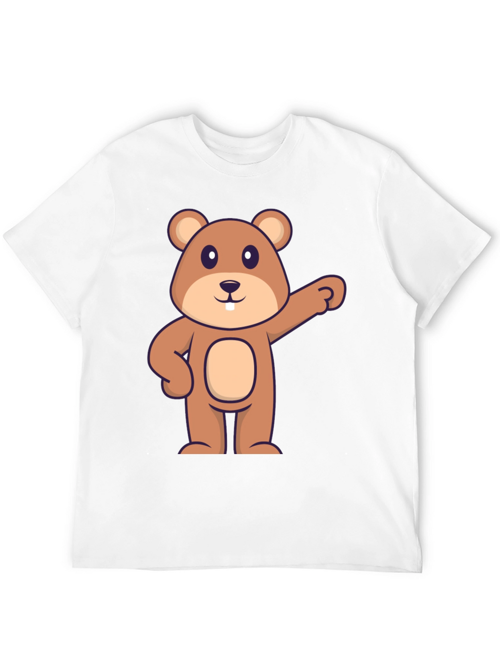 Cartoon Beaver Graphic Tee - Black Cotton