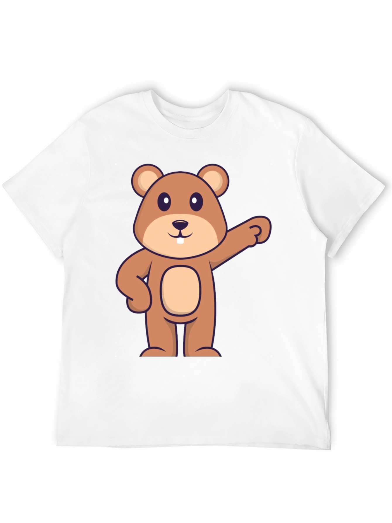 Cartoon Beaver Graphic Tee - Black Cotton