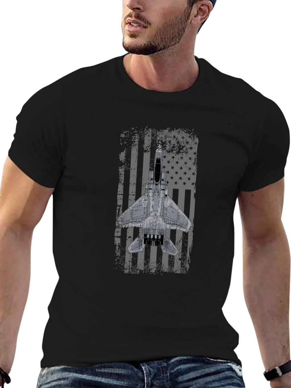 F-15 Eagle Distressed American Flag T-Shirt