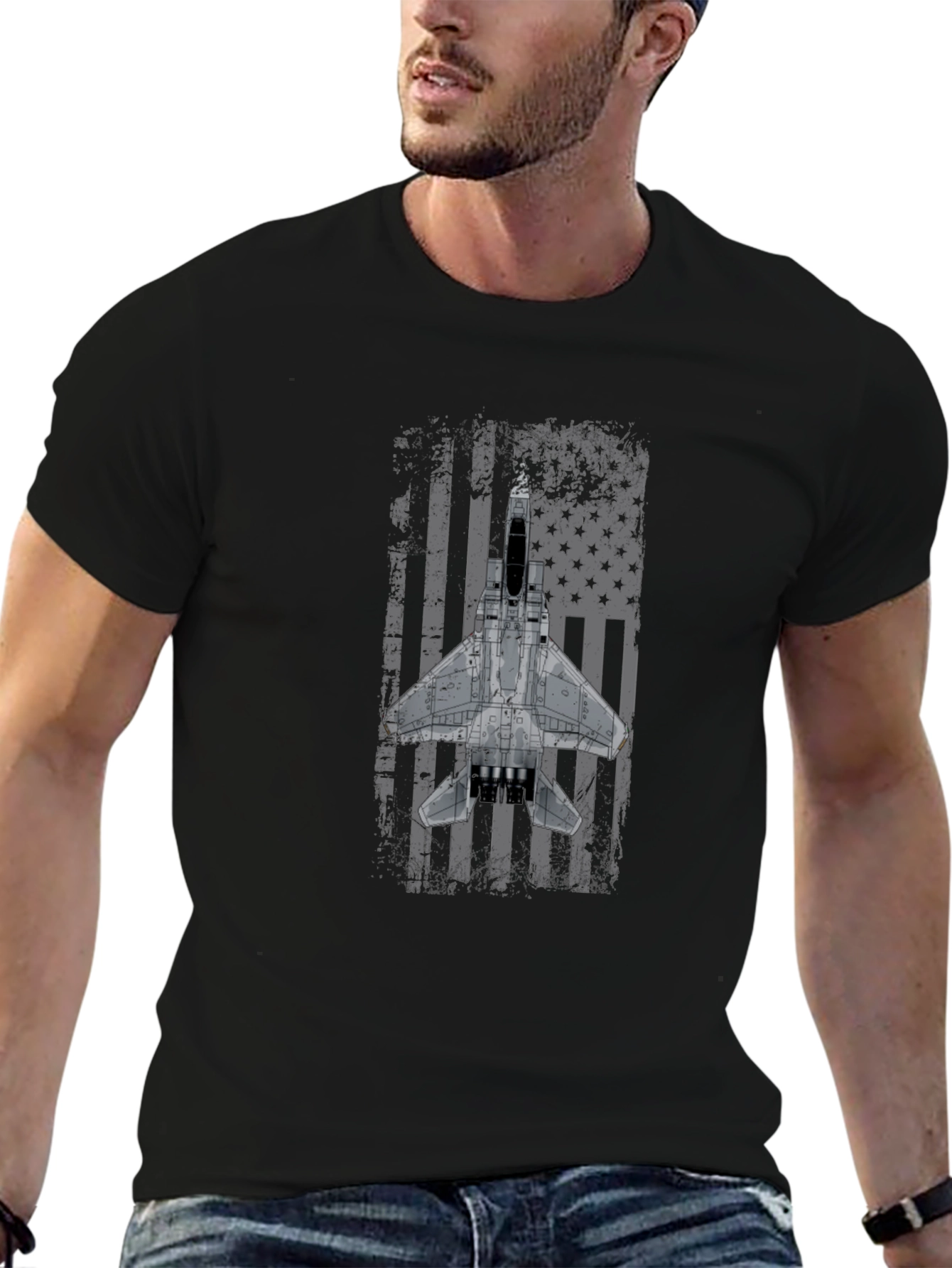 F-15 Eagle Distressed American Flag T-Shirt