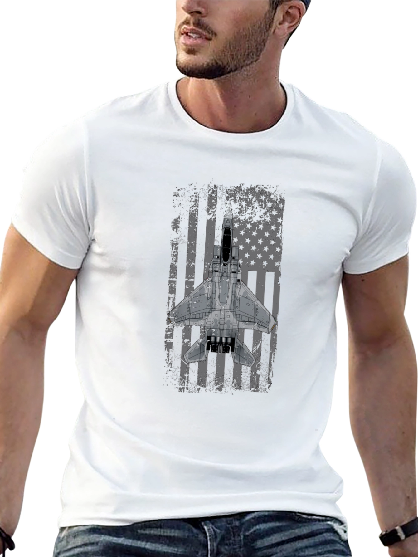 F-15 Eagle Distressed American Flag T-Shirt