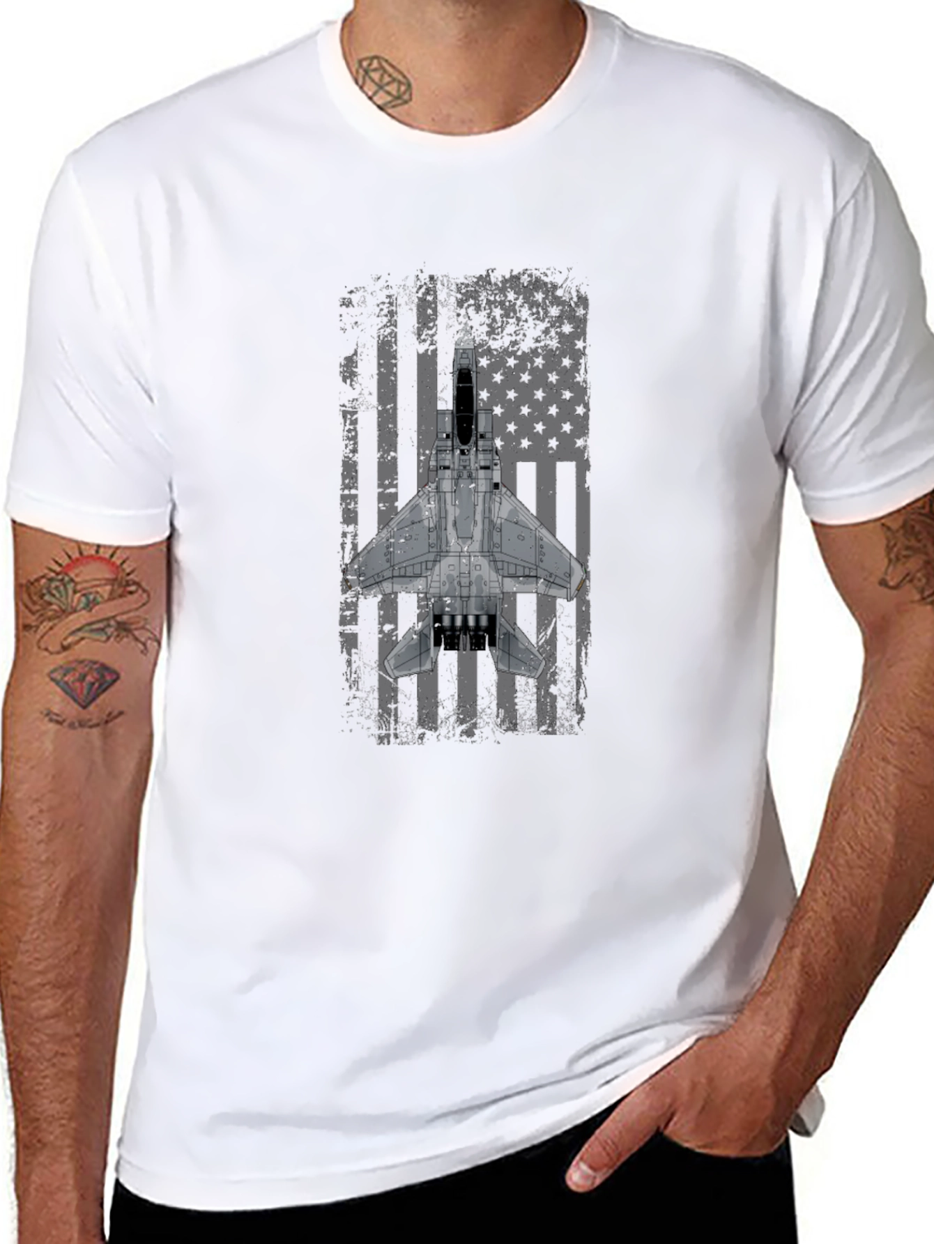 F-15 Eagle Distressed American Flag T-Shirt