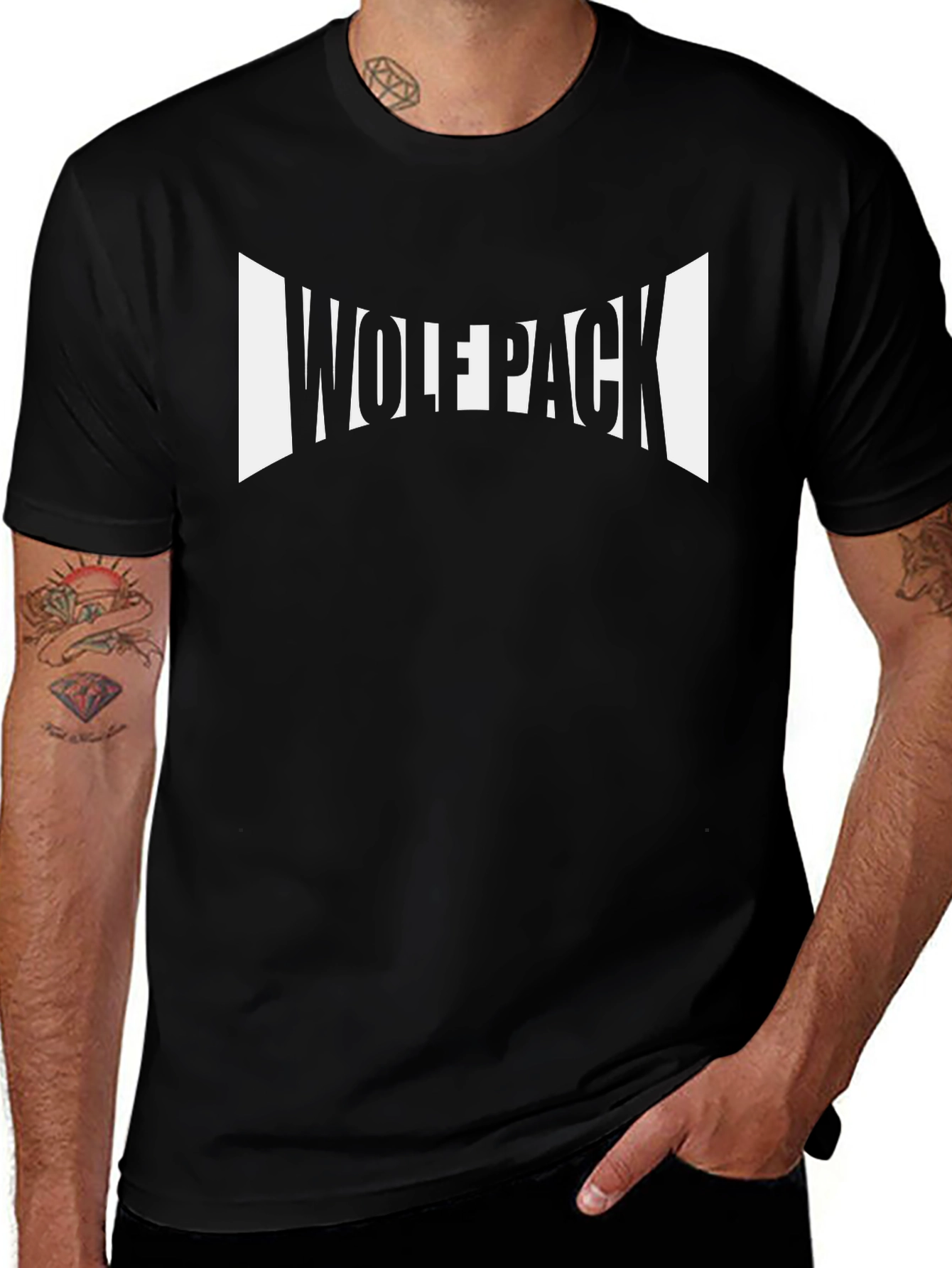 Wolfpack Graphic Tee - Black Cotton T-Shirt