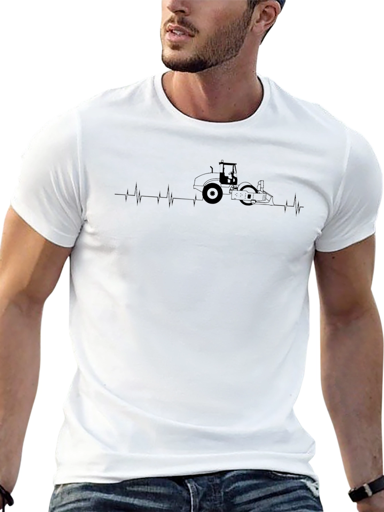 Road Roller Heartbeat Black T-Shirt