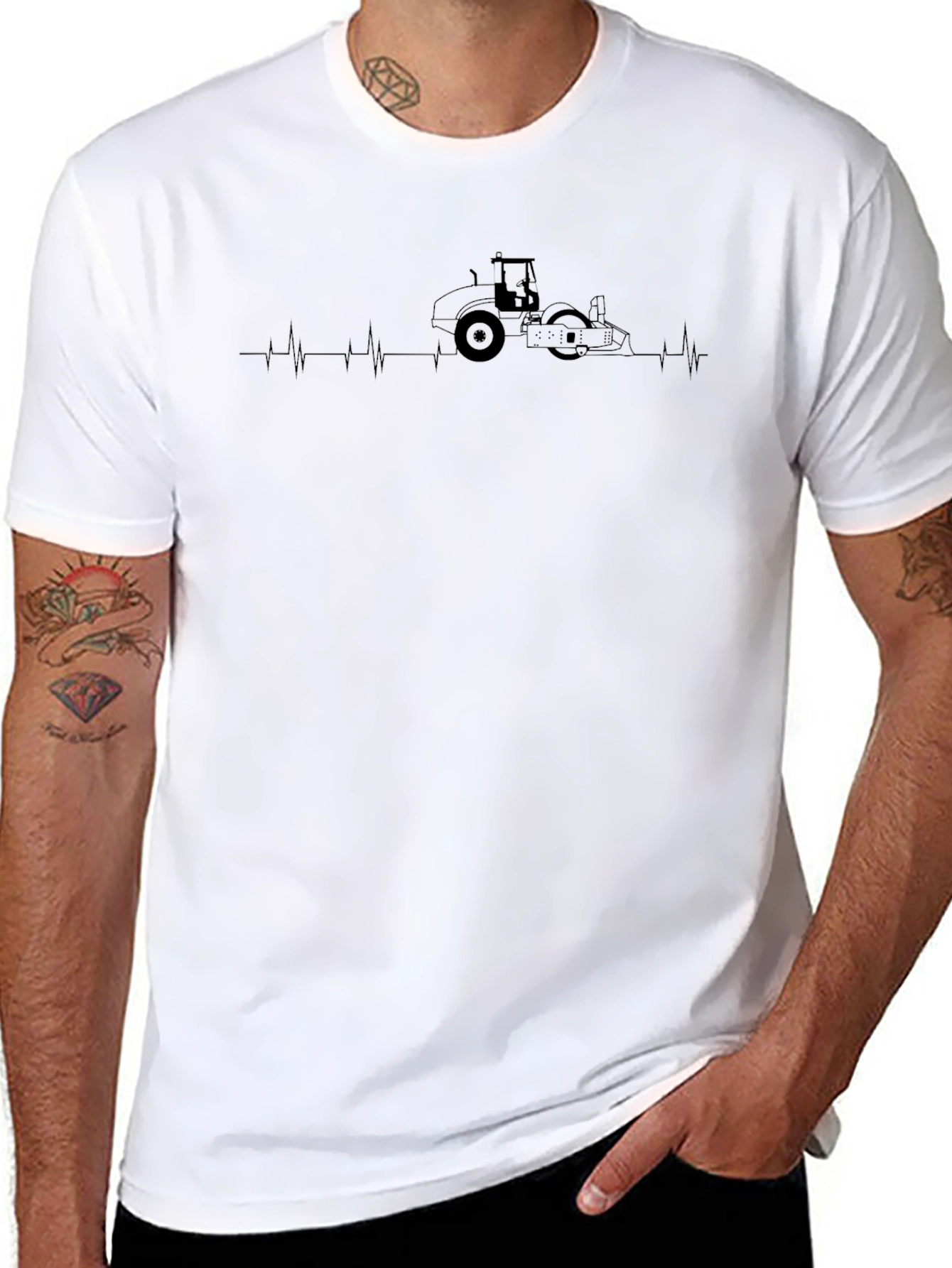 Road Roller Heartbeat Black T-Shirt
