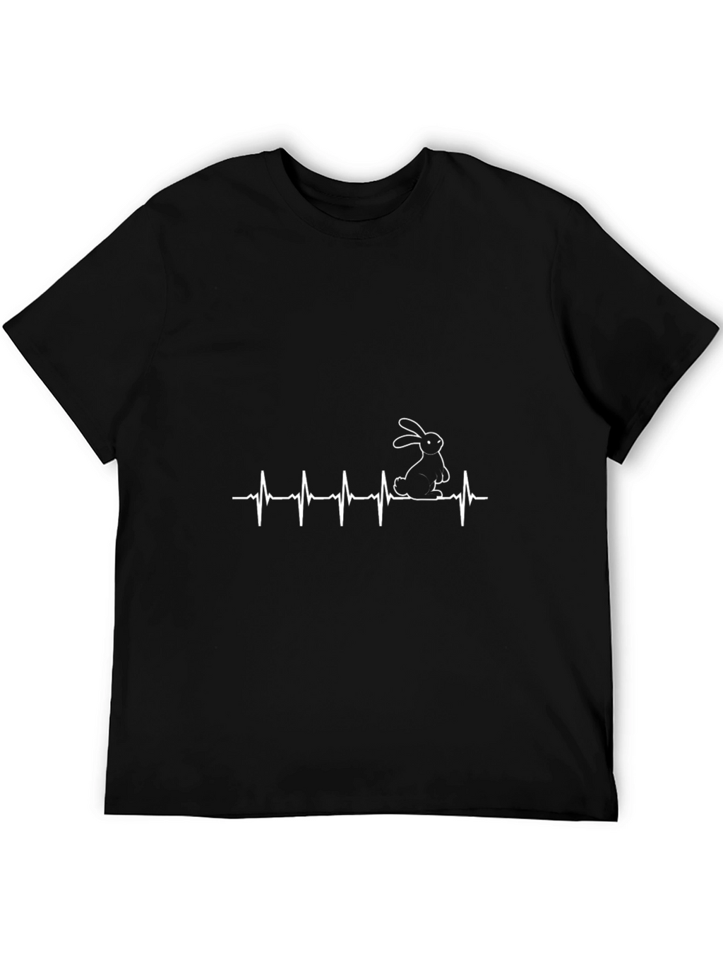 Mens Black Rabbit Heartbeat Graphic Tee