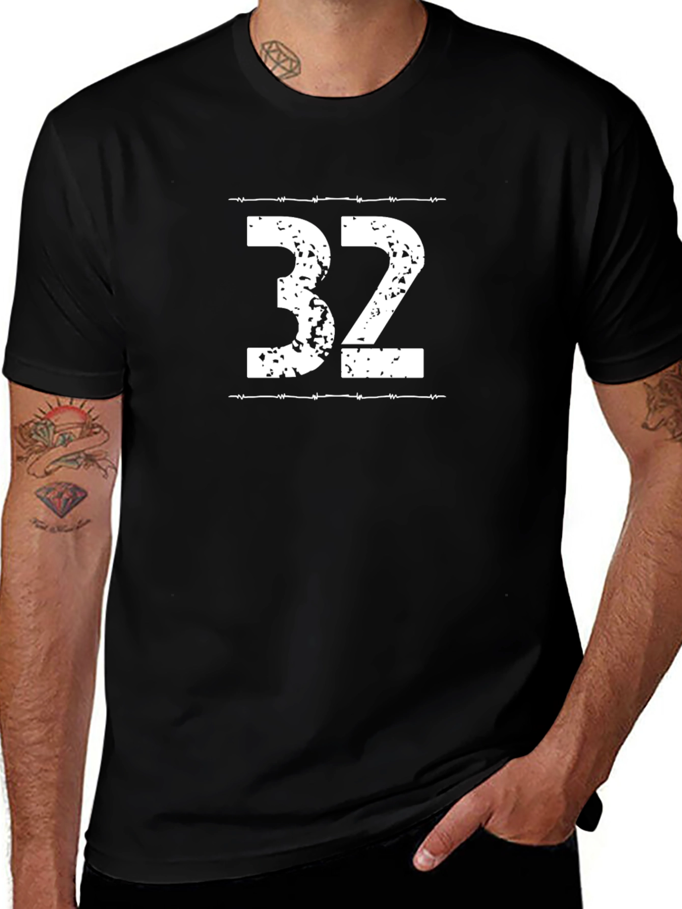 Distressed Number 32 Graphic T-Shirt