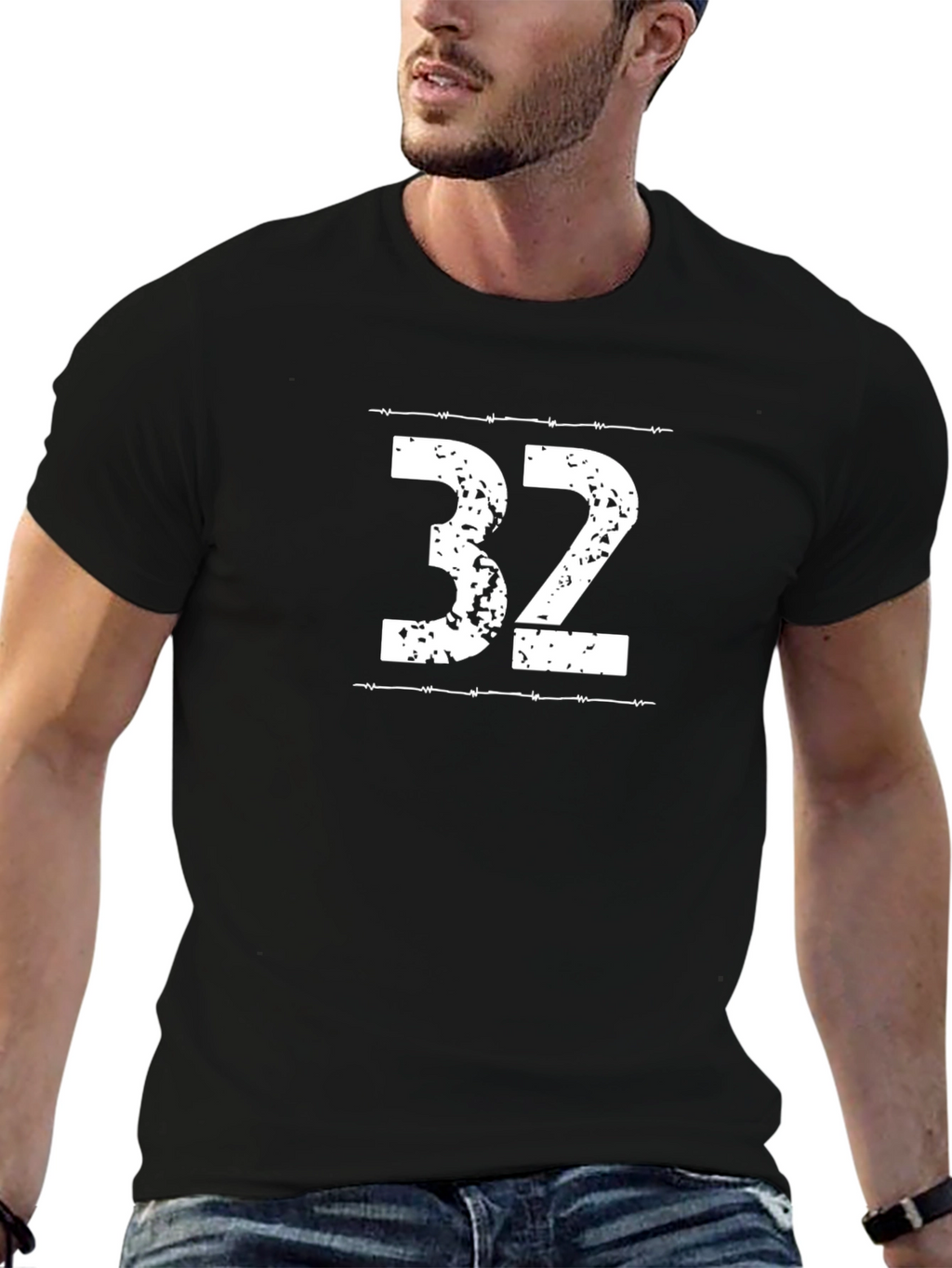 Distressed Number 32 Graphic T-Shirt