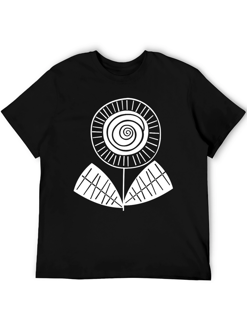Abstract Floral Graphic Tee - Black Cotton Blend