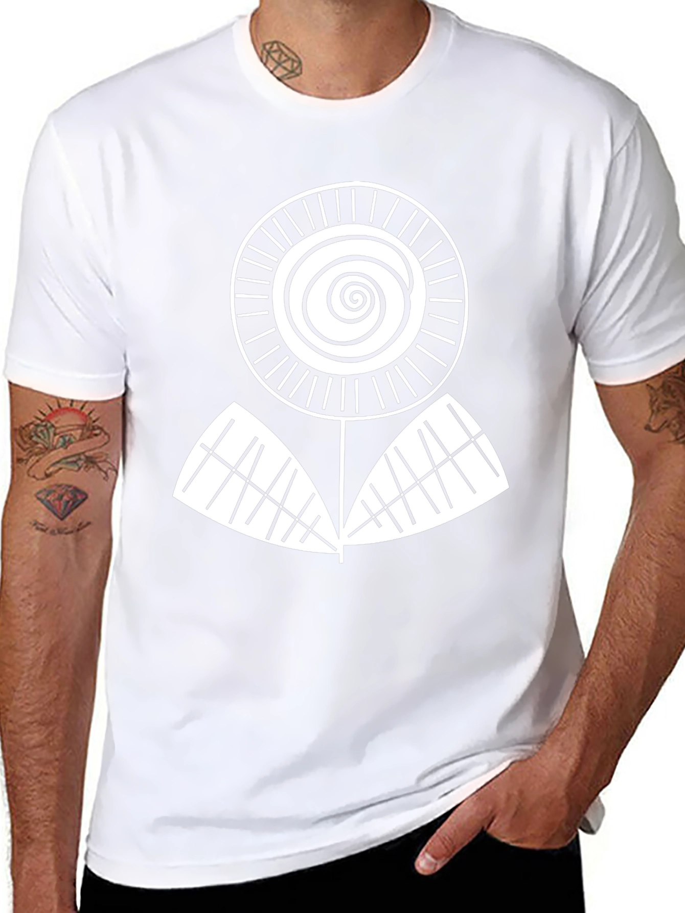 Abstract Floral Graphic Tee - Black Cotton Blend