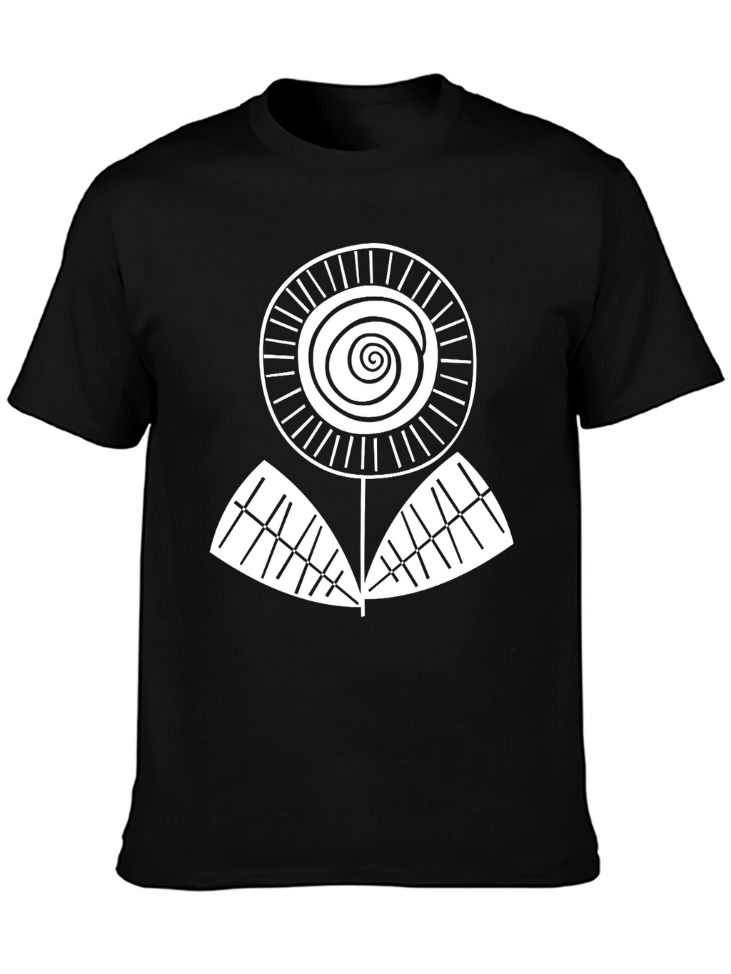 Abstract Floral Graphic Tee - Black Cotton Blend