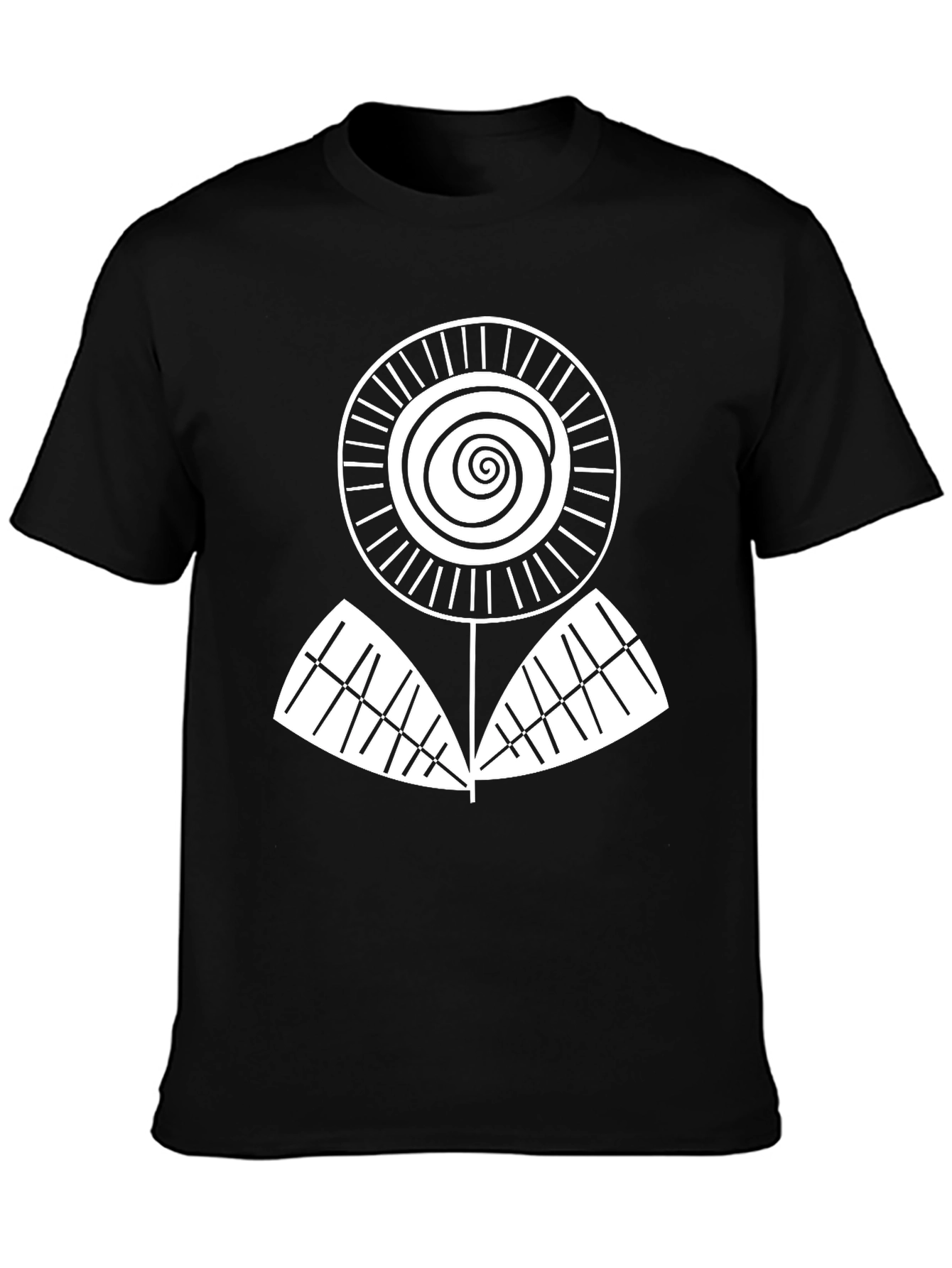 Abstract Floral Graphic Tee - Black Cotton Blend