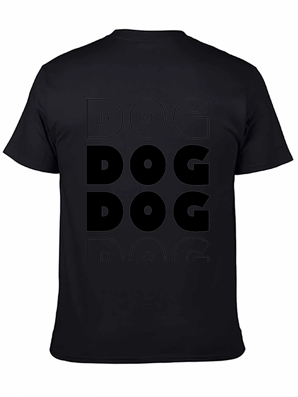 DOG Graphic Print Crew Neck T-Shirt - Black