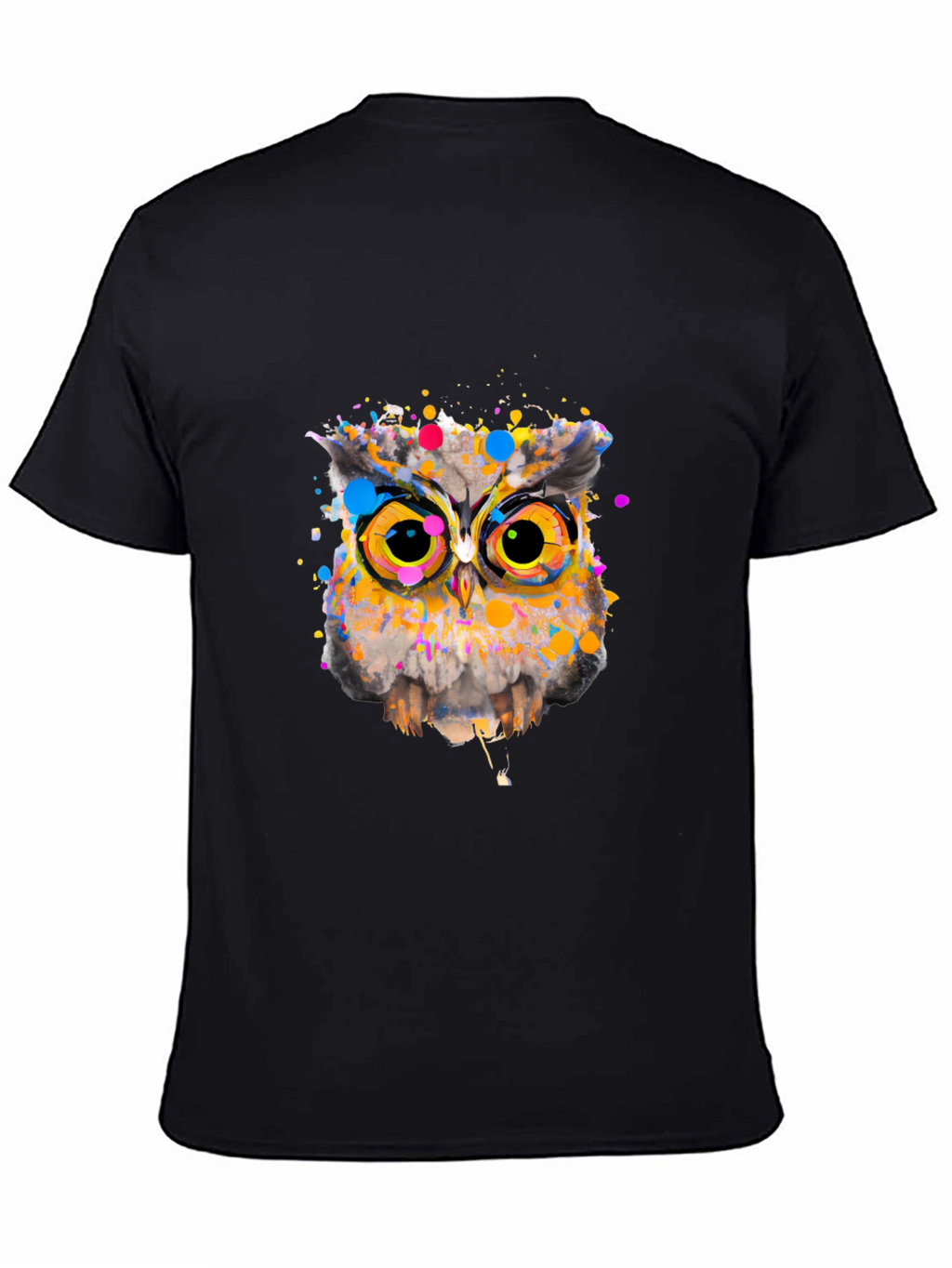 Owl Art Graphic Black T-Shirt