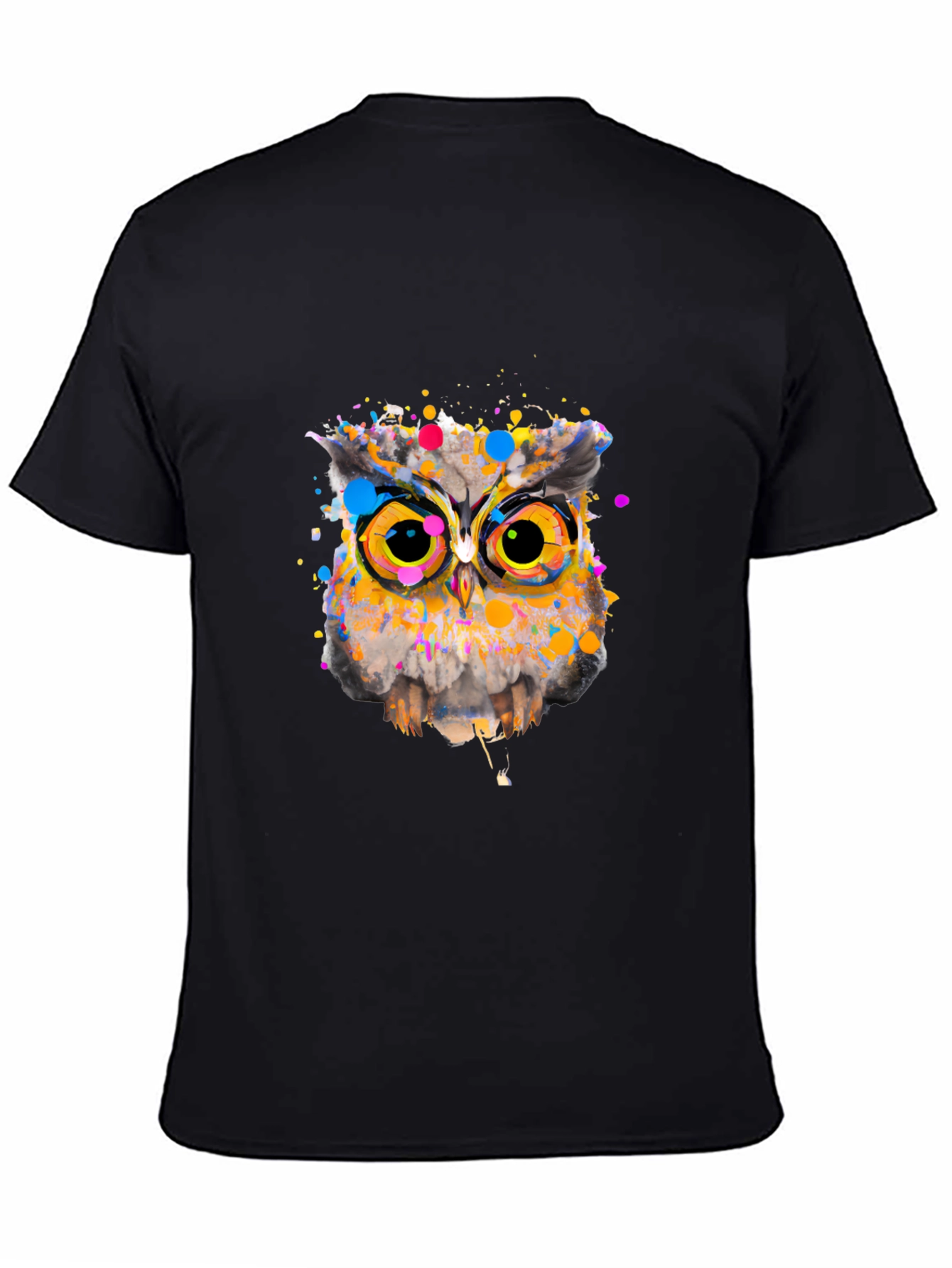 Owl Art Graphic Black T-Shirt