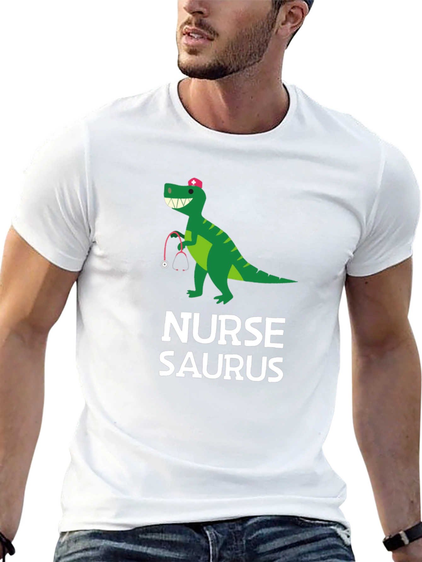 Nurse-Saurus Black Graphic T-Shirt