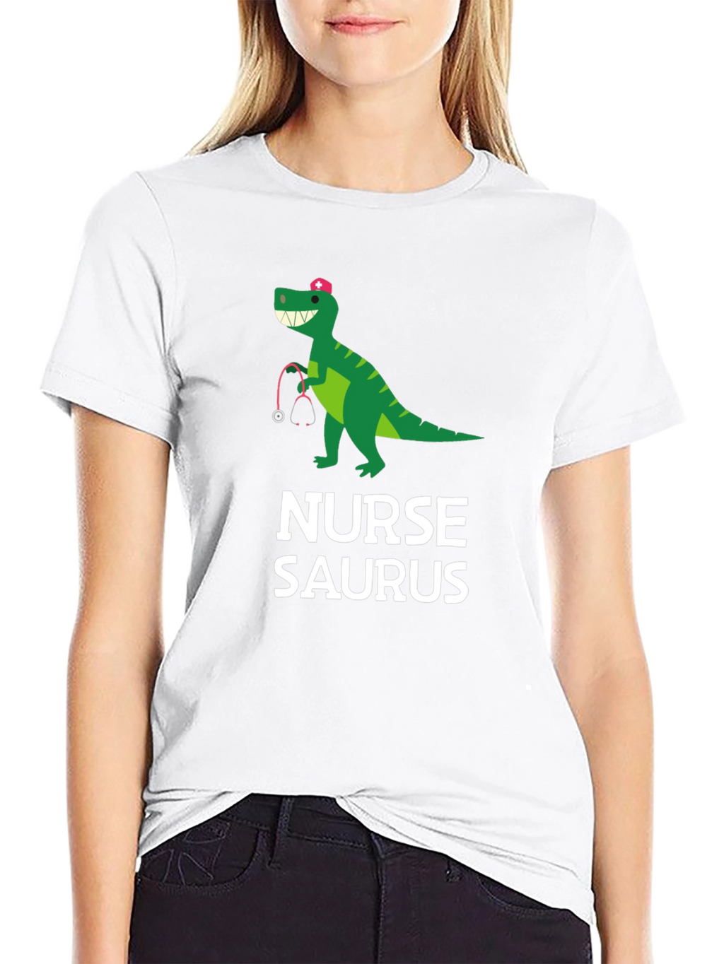 Nurse-Saurus Black Graphic T-Shirt