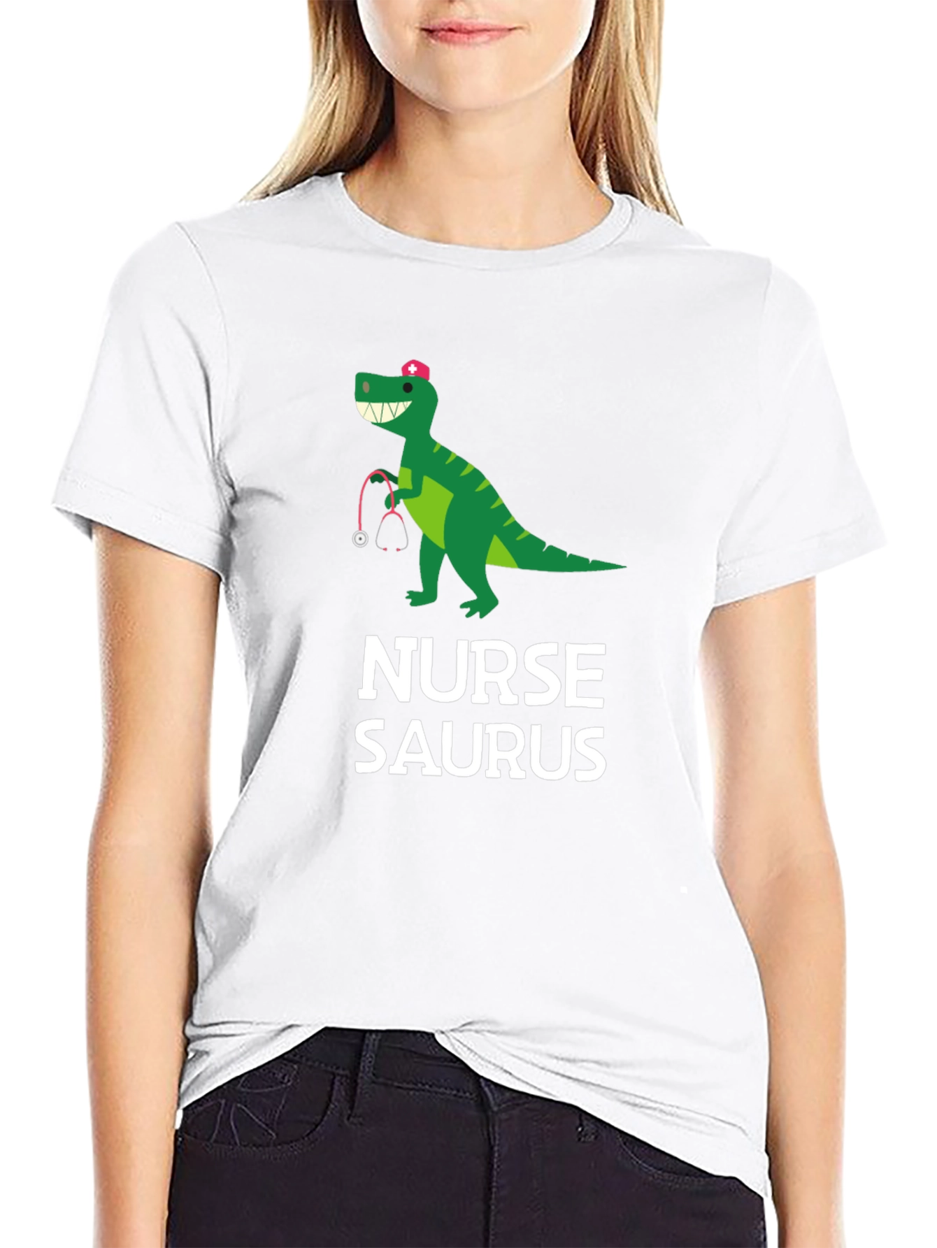Nurse-Saurus Black Graphic T-Shirt