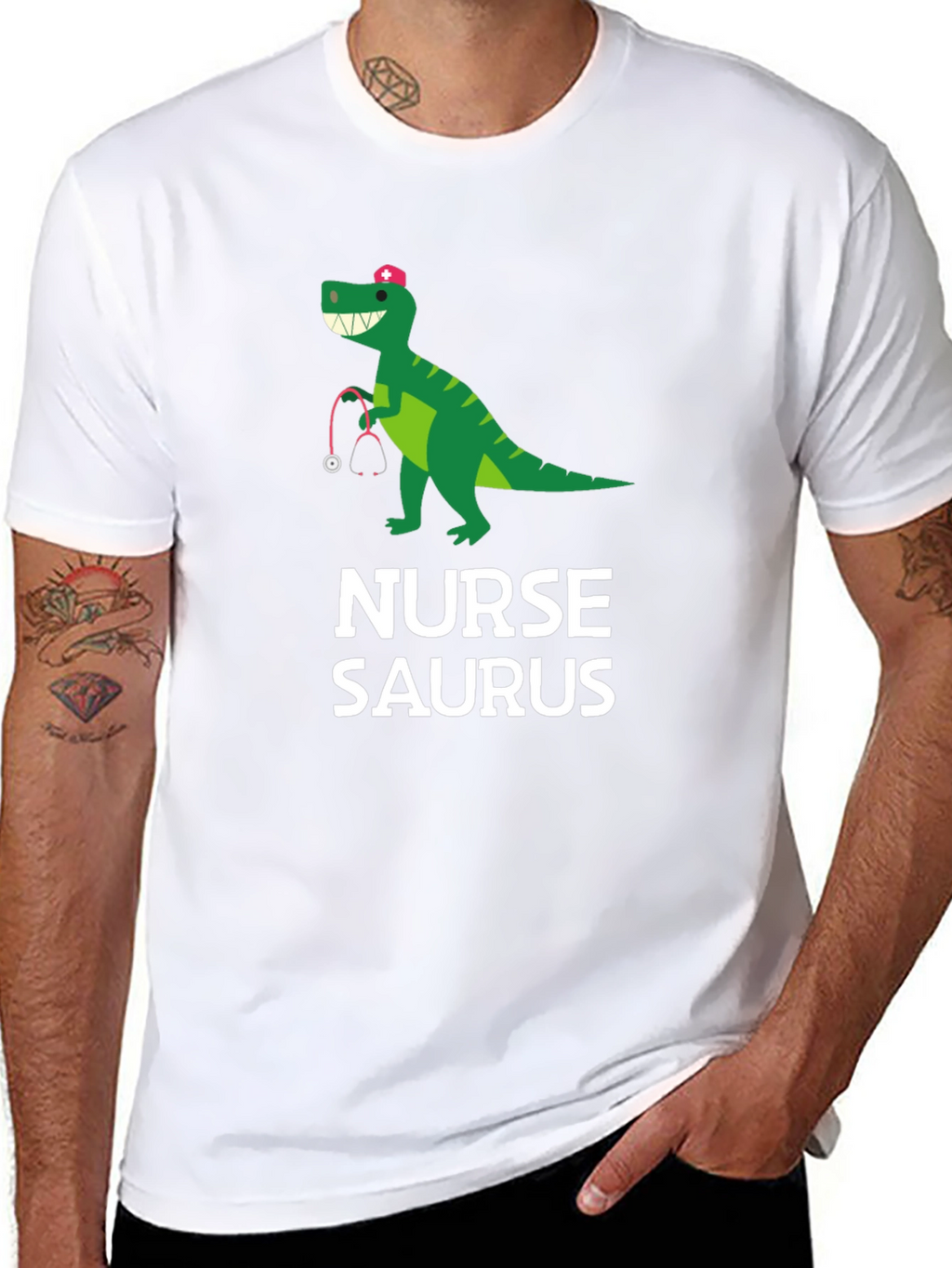Nurse-Saurus Black Graphic T-Shirt