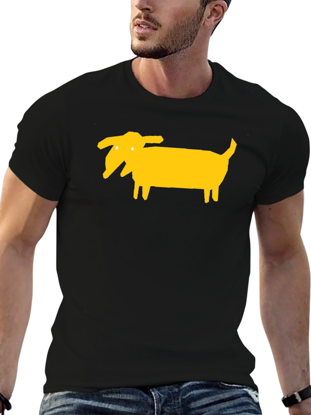 Funny Dog Graphic Tee - Black Cotton T-Shirt