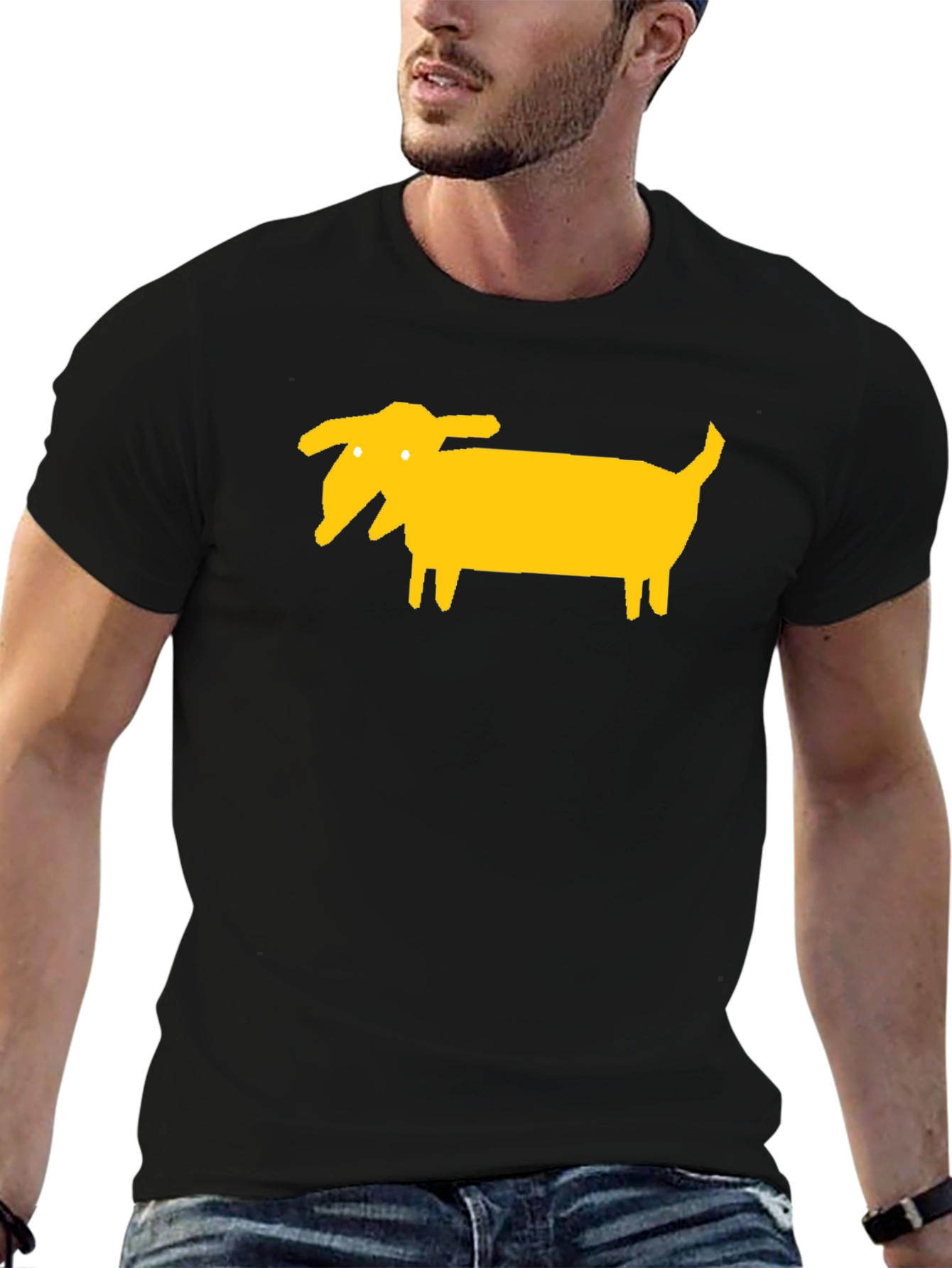 Funny Dog Graphic Tee - Black Cotton T-Shirt