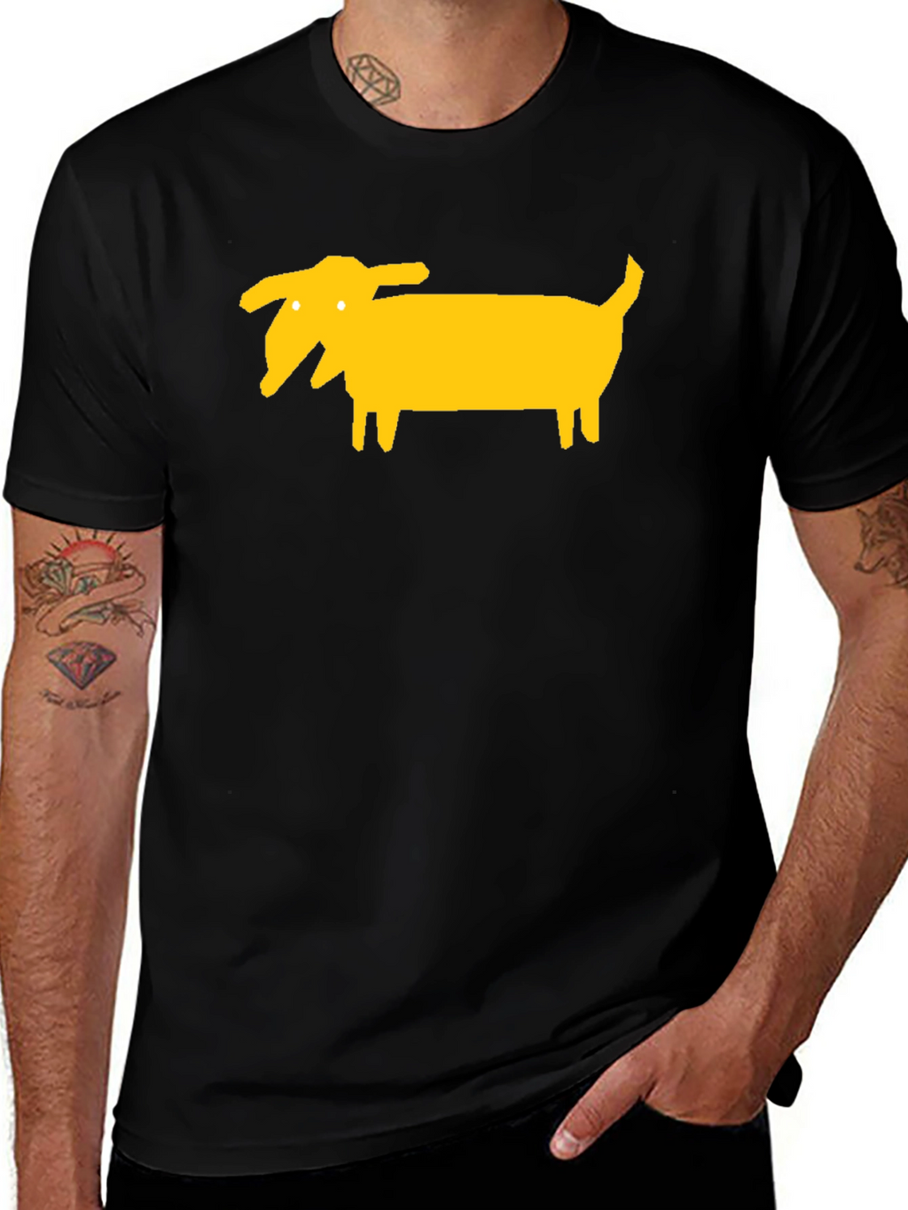 Funny Dog Graphic Tee - Black Cotton T-Shirt