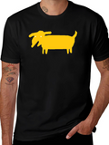 Funny Dog Graphic Tee - Black Cotton T-Shirt