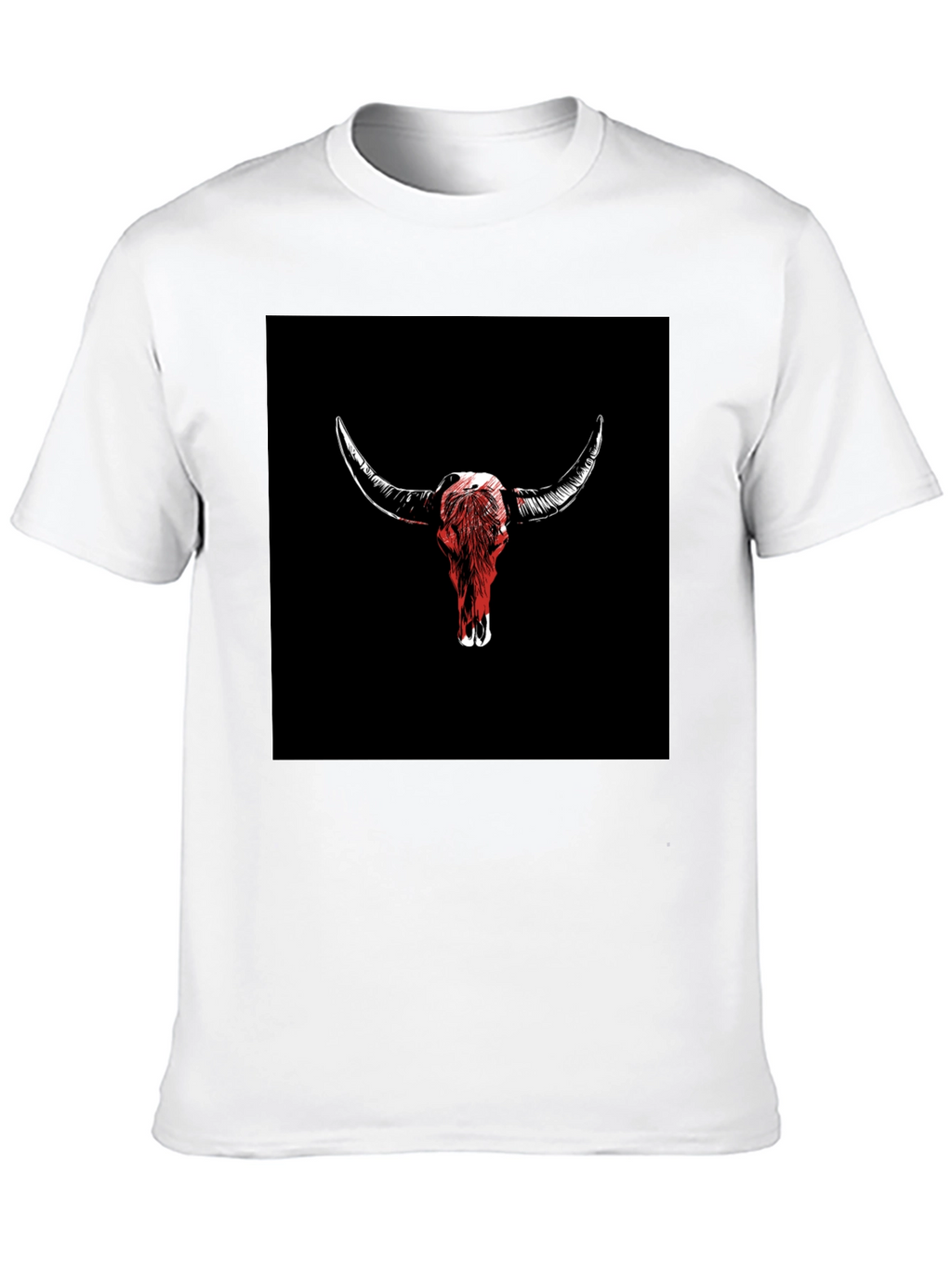 Bull Skull Graphic Tee - Black Cotton T-Shirt
