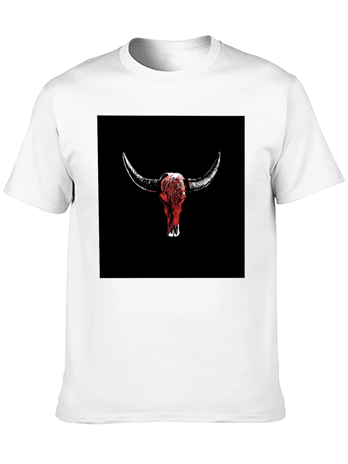 Bull Skull Graphic Tee - Black Cotton T-Shirt