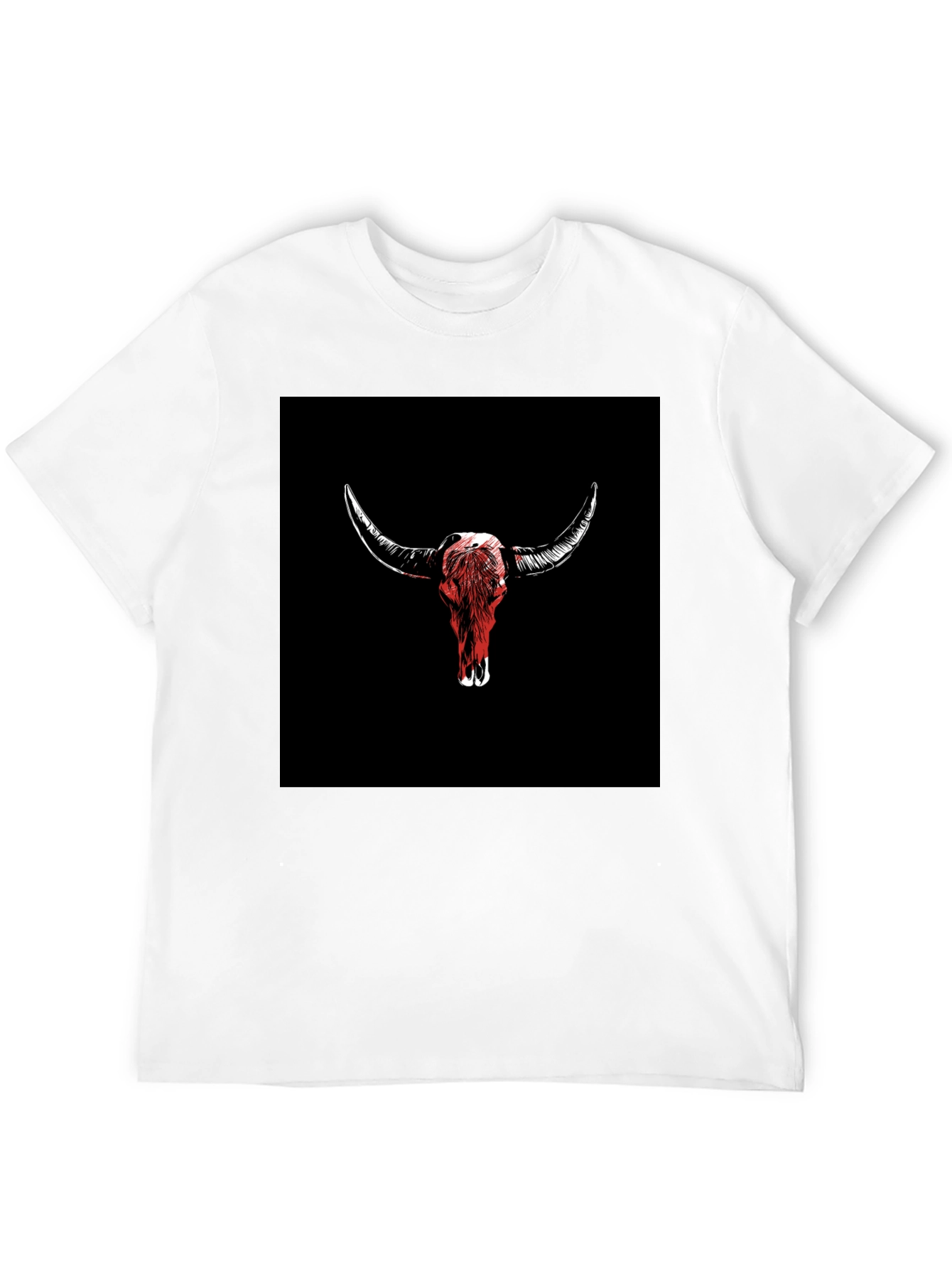 Bull Skull Graphic Tee - Black Cotton T-Shirt