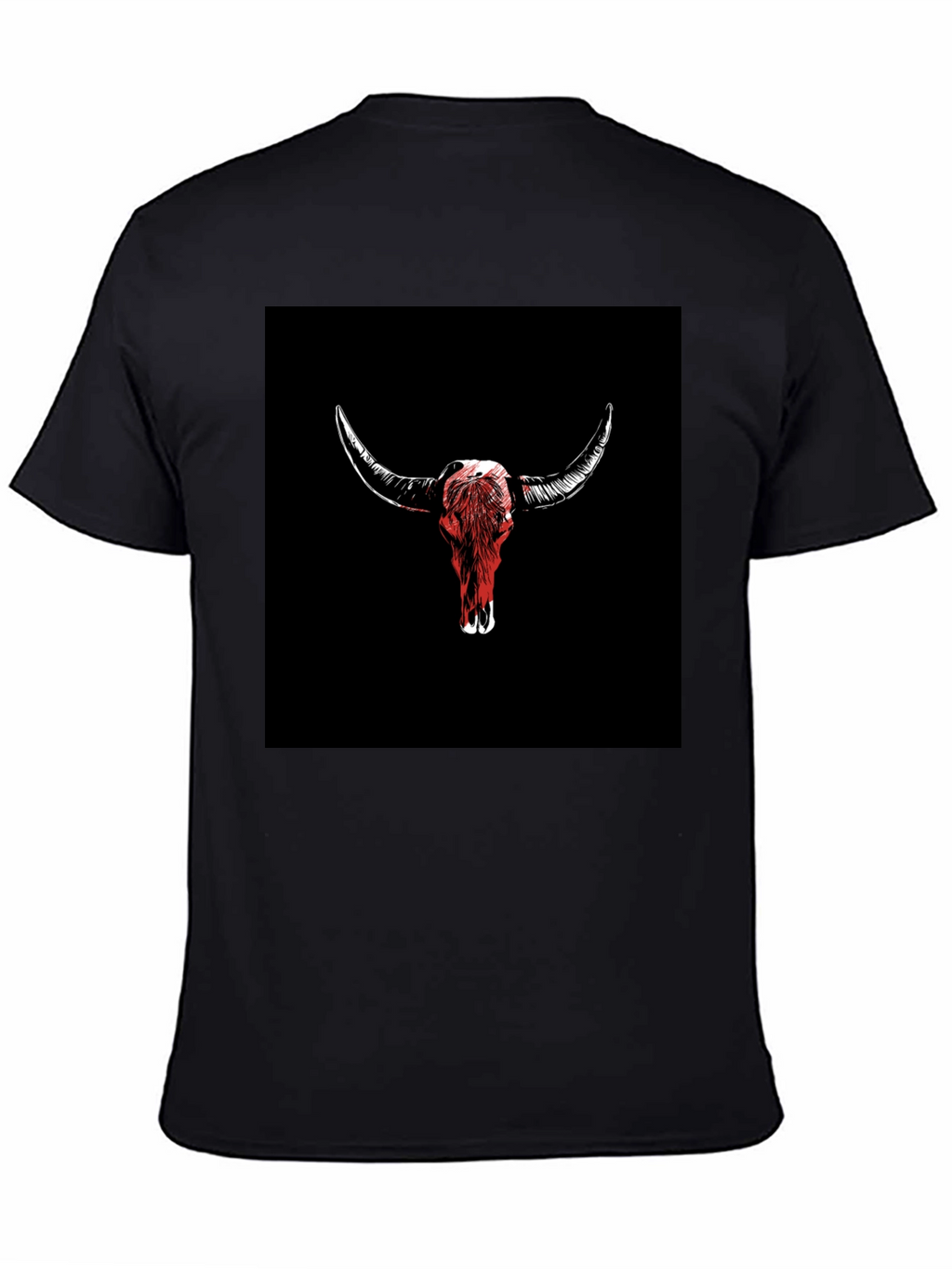 Bull Skull Graphic Tee - Black Cotton T-Shirt