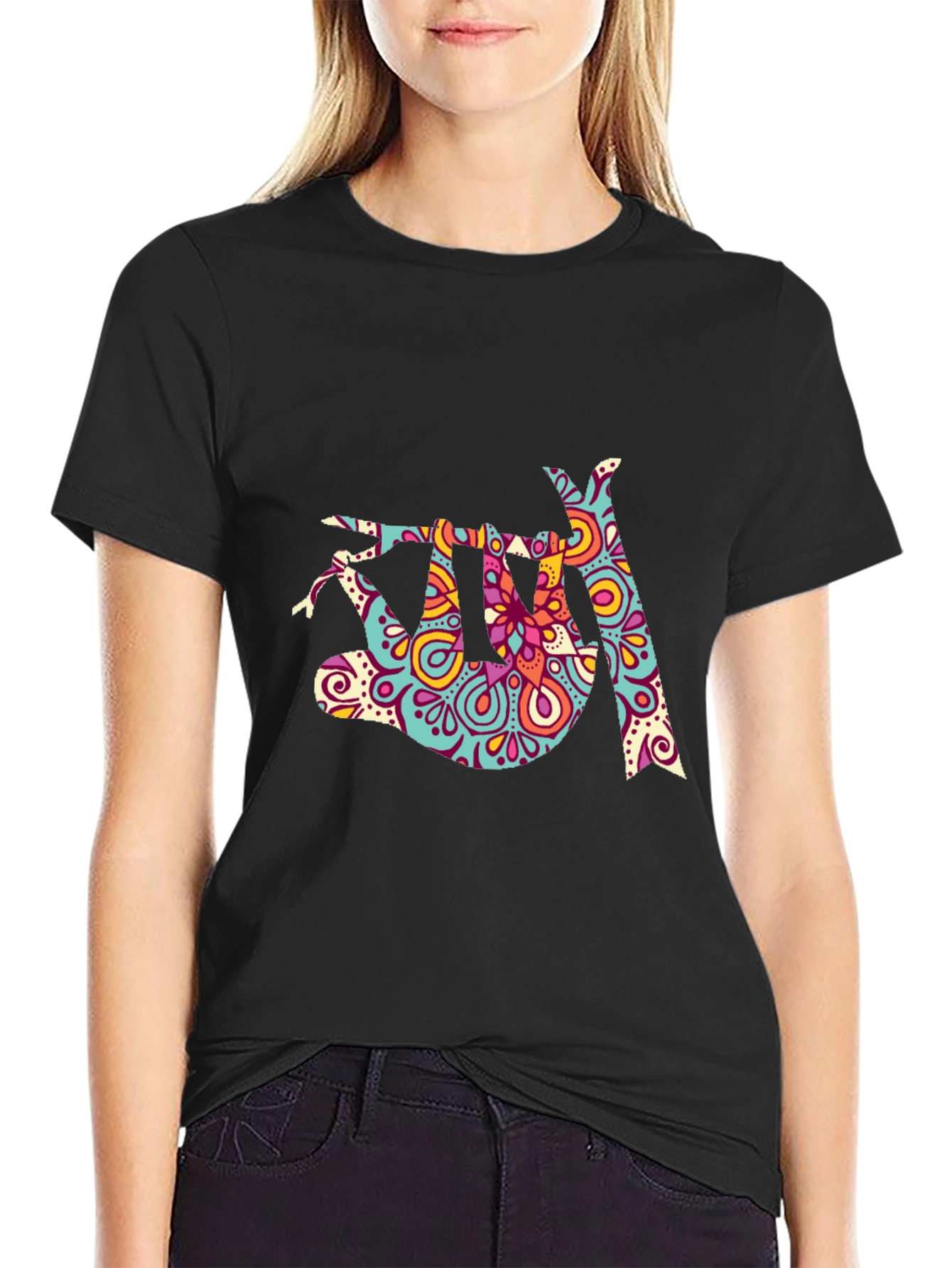Colorful Sloth Graphic Tee - Relaxed Fit