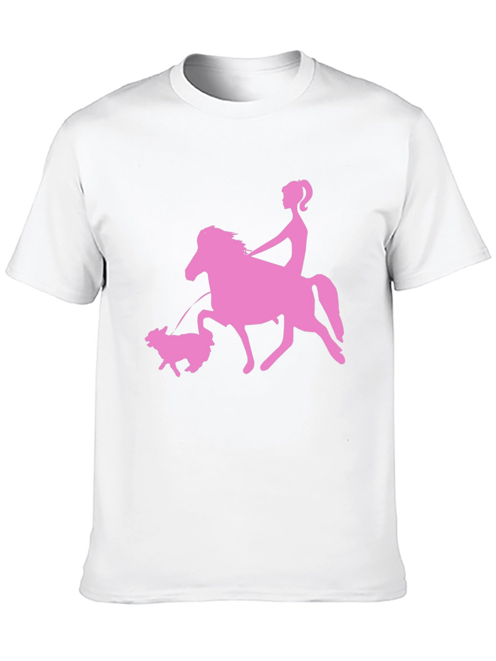 Pink Horse Riding Graphic Black T-Shirt
