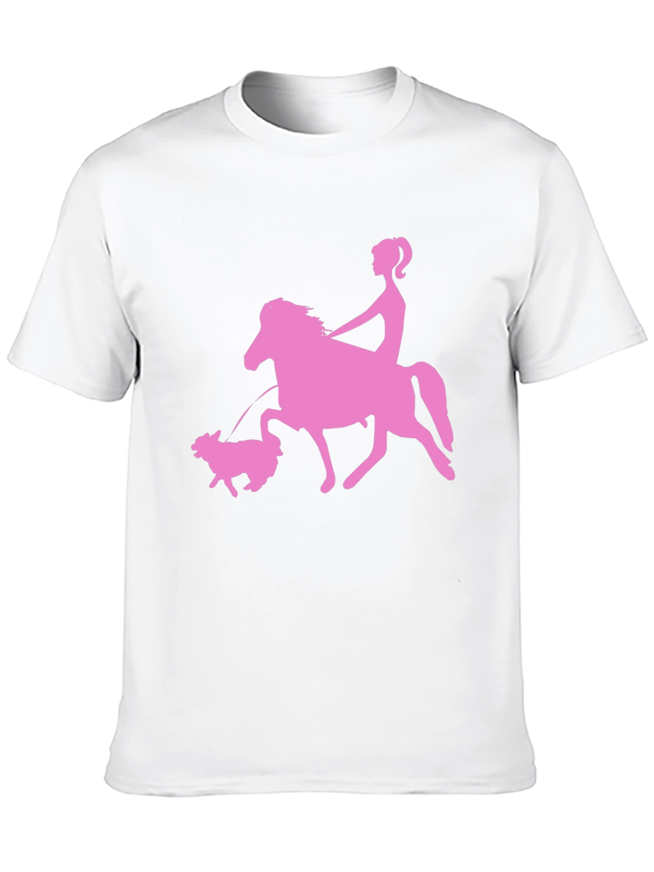 Pink Horse Riding Graphic Black T-Shirt