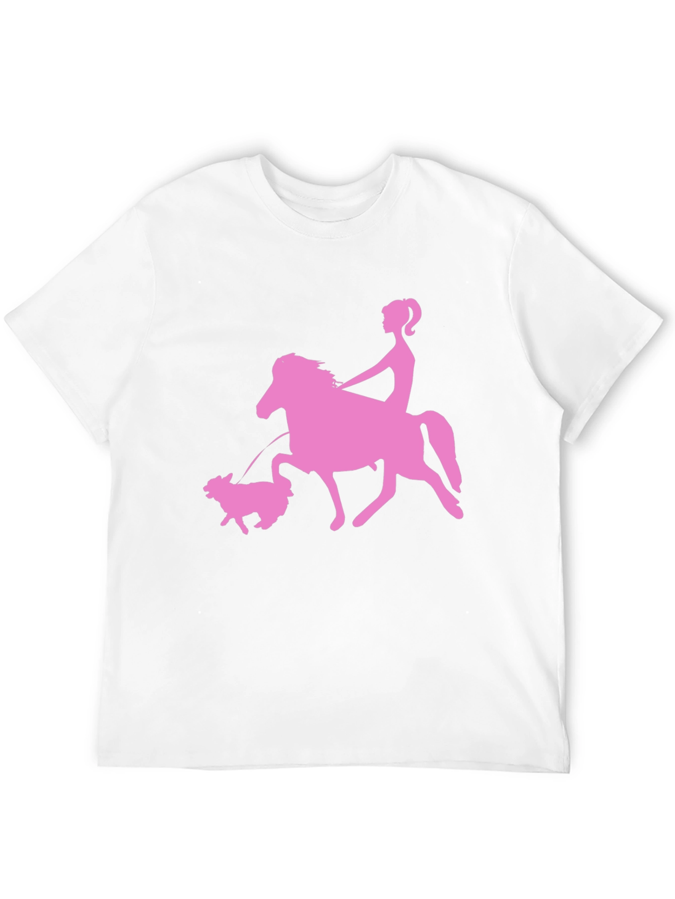 Pink Horse Riding Graphic Black T-Shirt