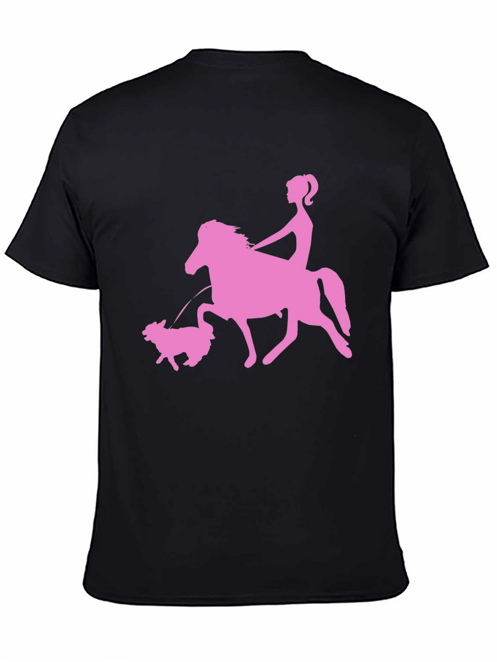 Pink Horse Riding Graphic Black T-Shirt