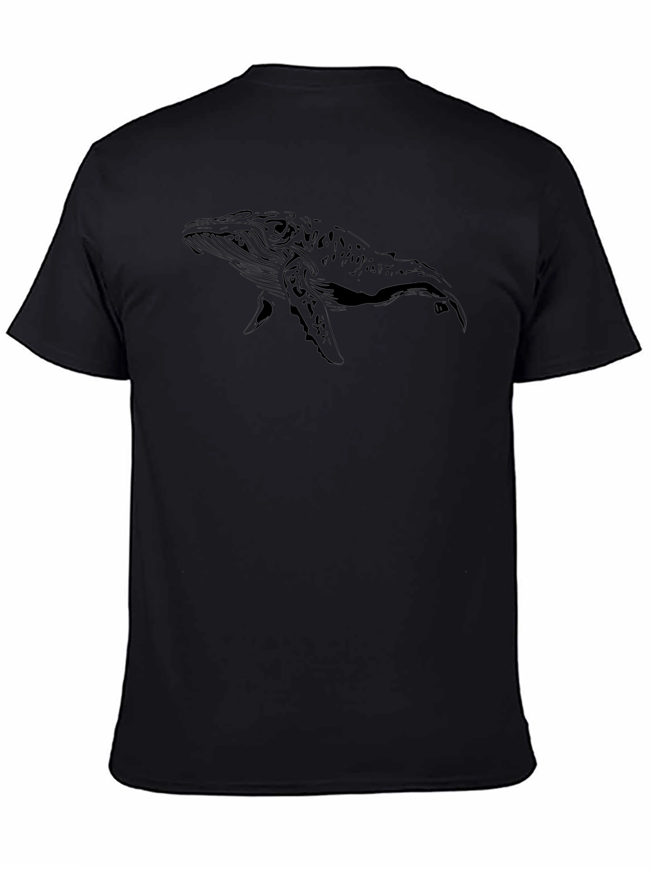 Whale Graphic Black T-Shirt - Classic Crew Neck Tee