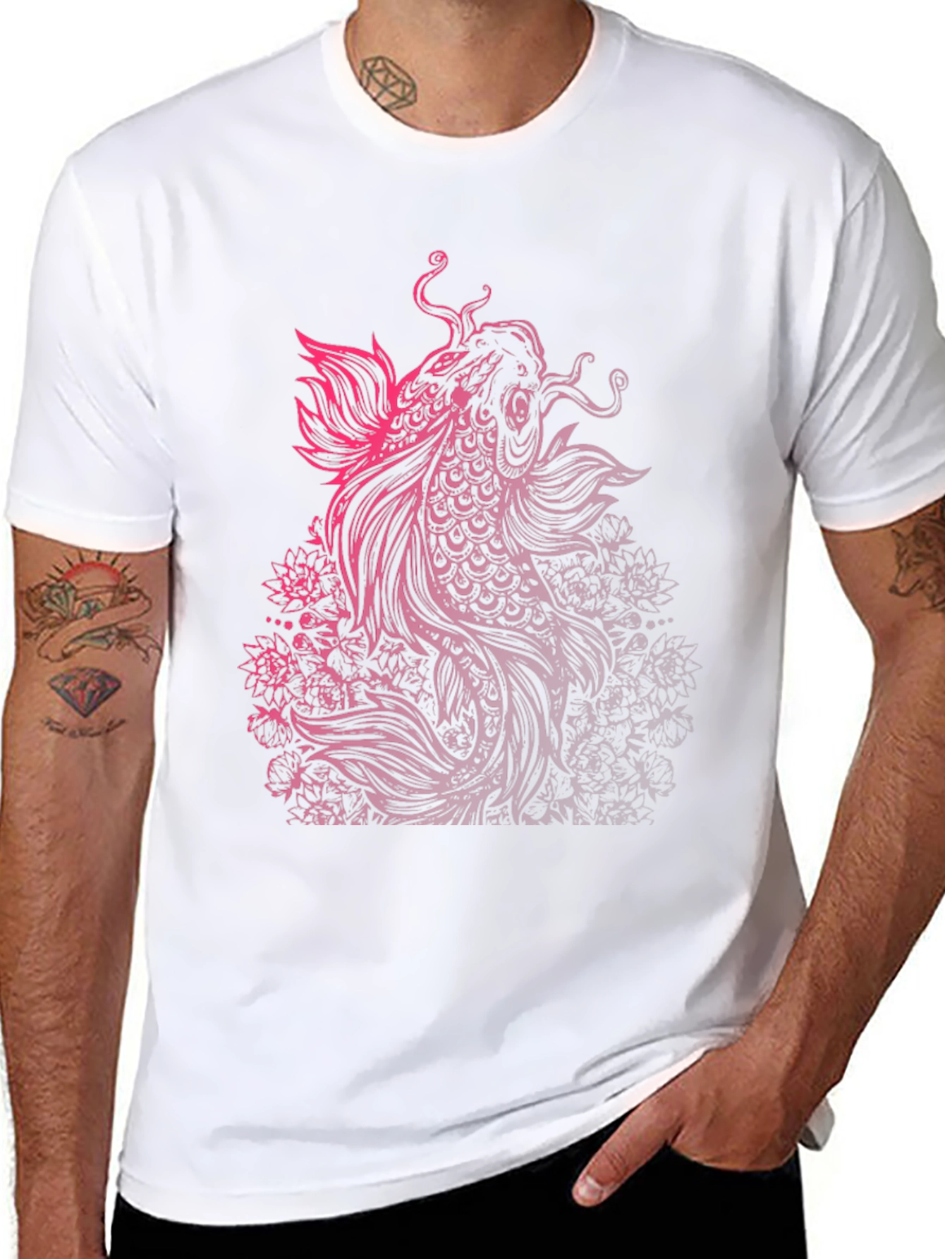 Koi Fish Graphic Tee - Black