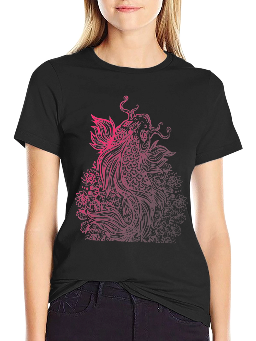Koi Fish Graphic Tee - Black