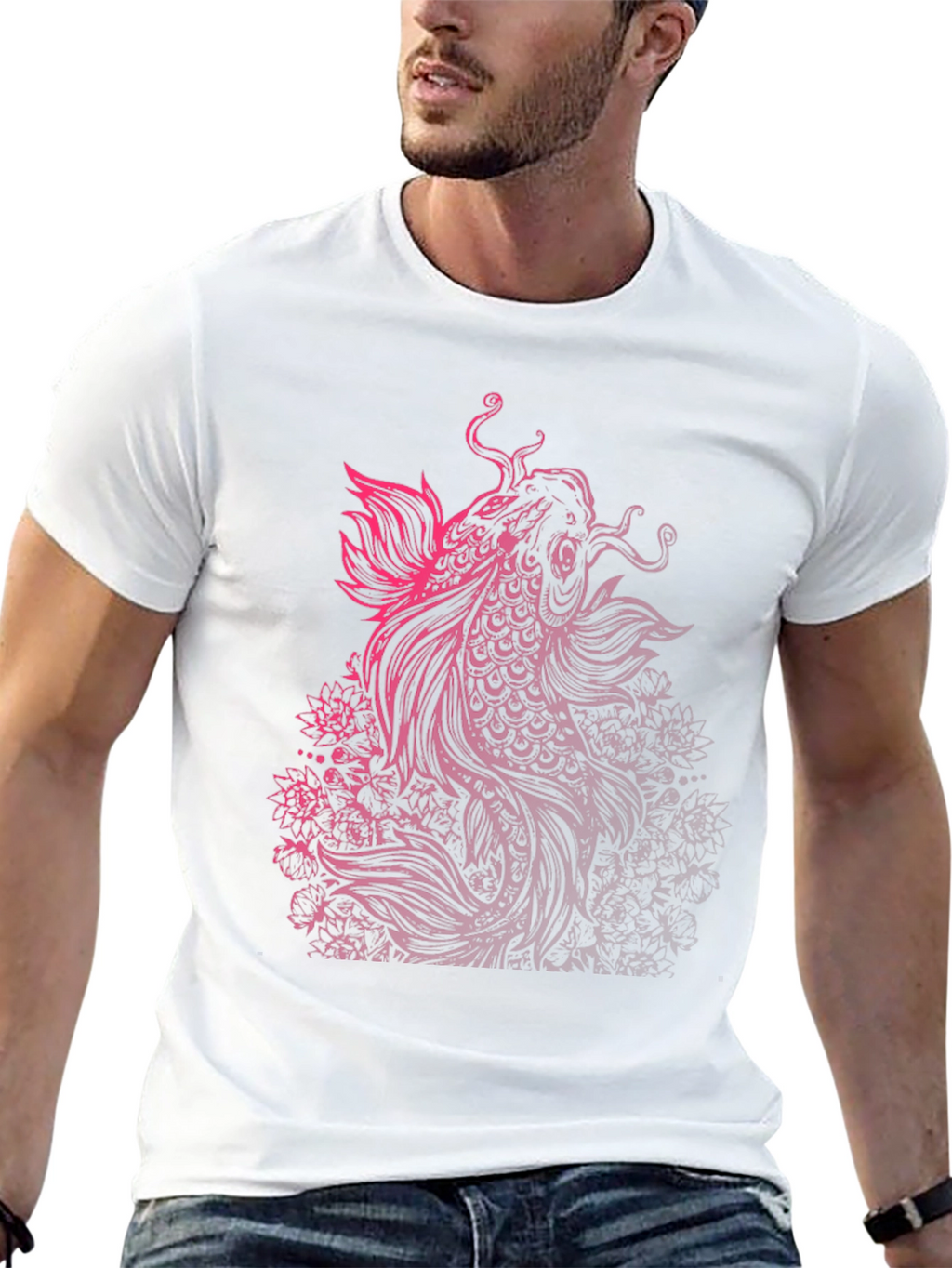 Koi Fish Graphic Tee - Black